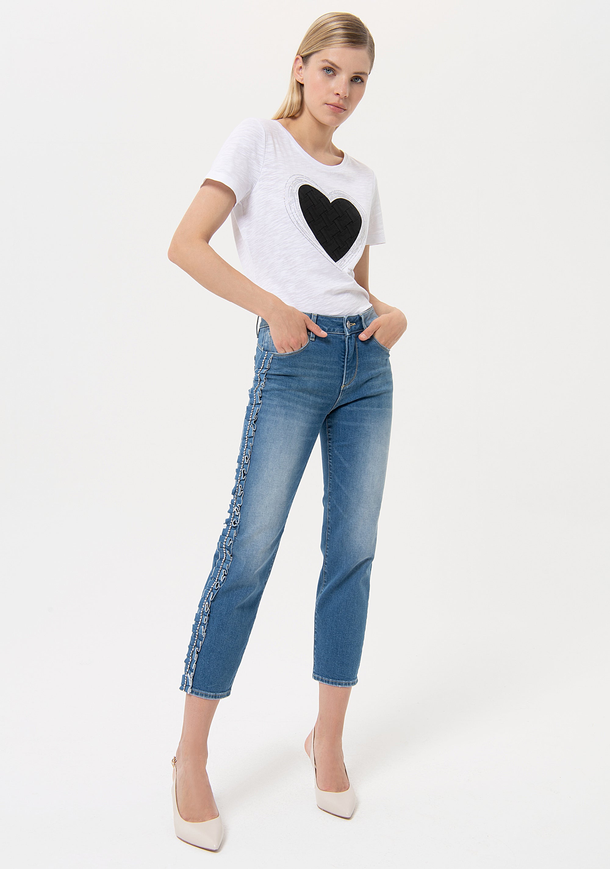 Jeans skinny fit with push-up effect made in denim with vintage wash Fracomina FR24SV8010D401R9-258-1