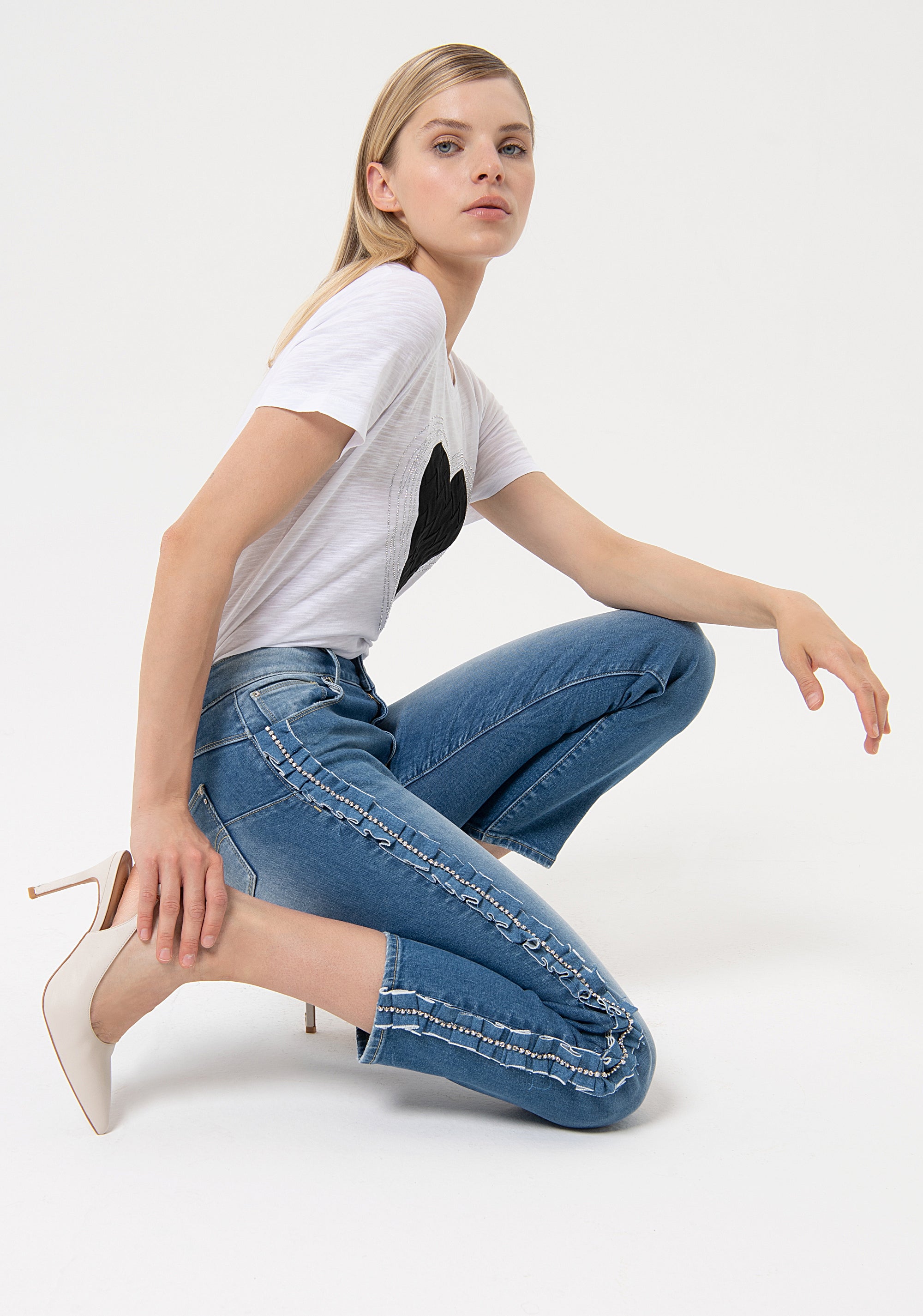 Jeans skinny fit with push-up effect made in denim with vintage wash Fracomina FR24SV8010D401R9-258-3_354f2300-3a1b-4f4b-ae67-1ada7647c616
