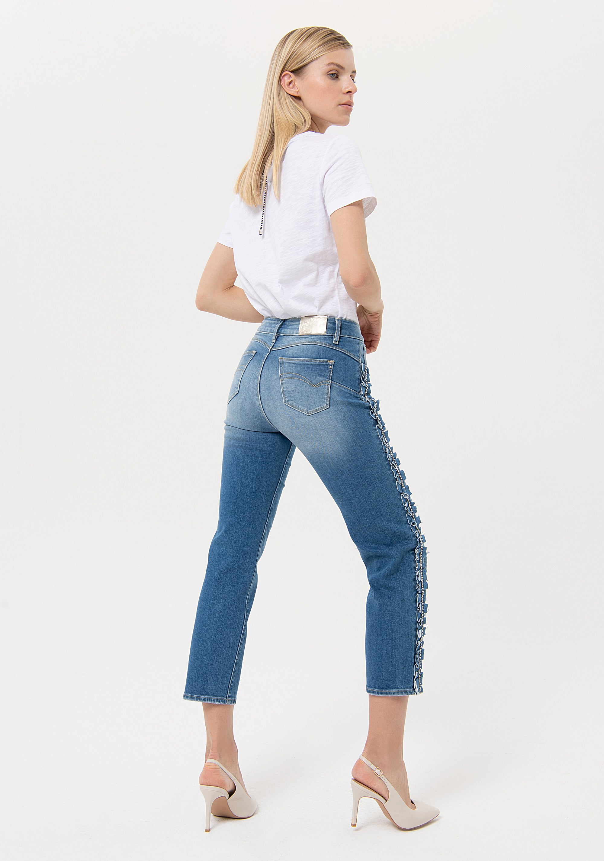 Jeans skinny fit with push-up effect made in denim with vintage wash Fracomina FR24SV8010D401R9-258-4_835fd9a2-c267-474a-a0b8-aa9d7a8dddde