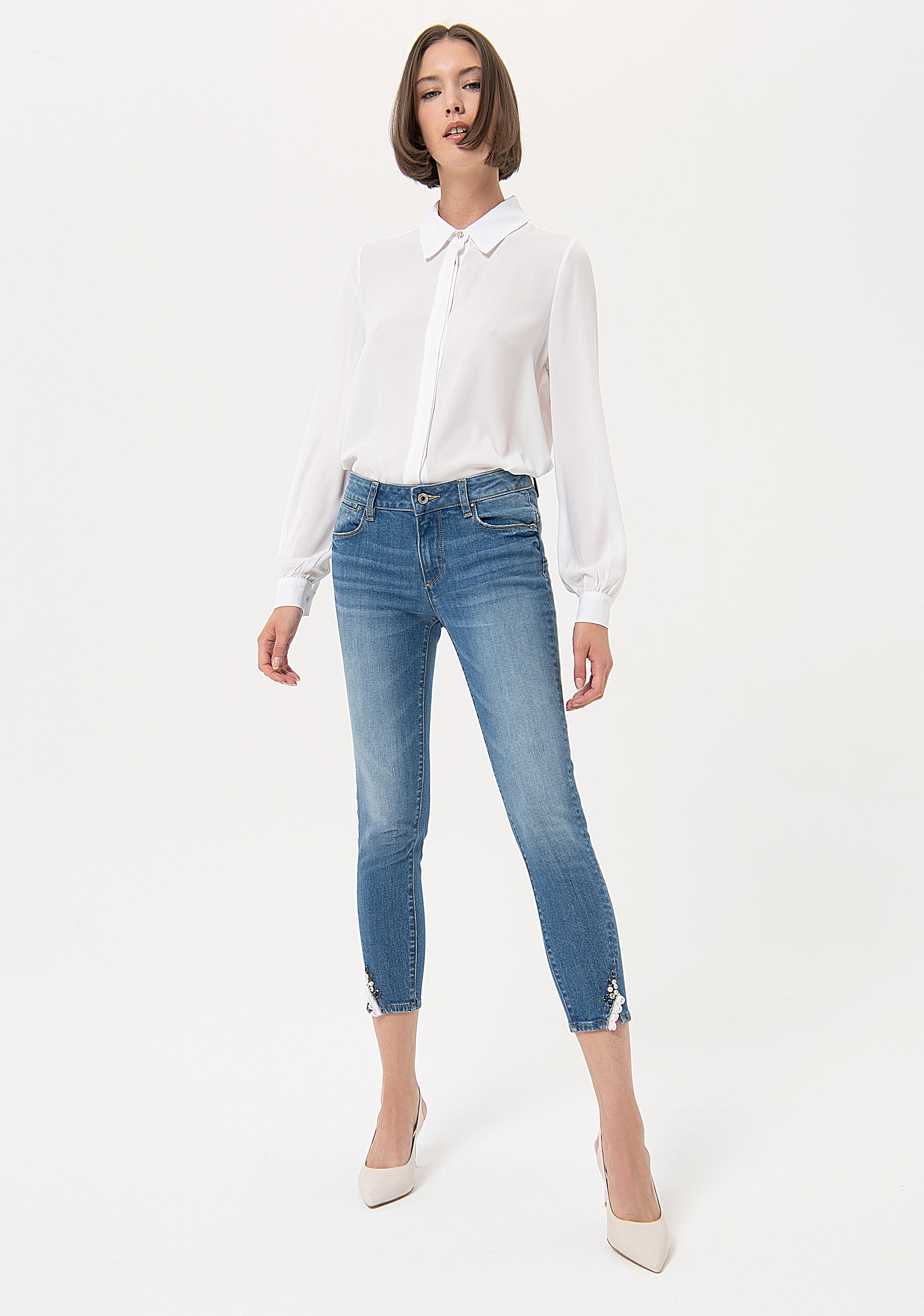 Jeans skinny fit with push-up effect made in denim with stonebleached wash Fracomina FR24SV9002D40102-258-1