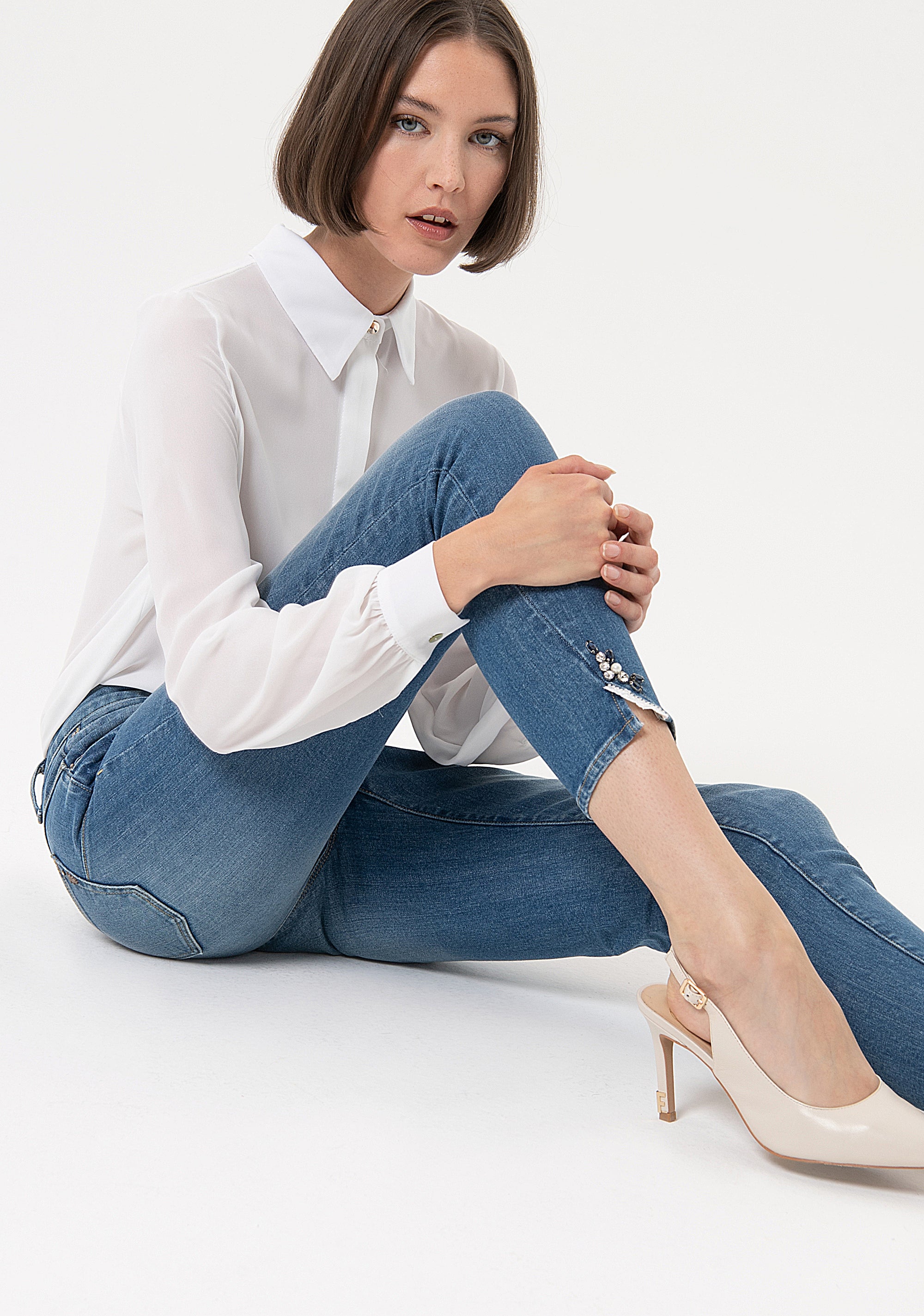 Jeans skinny fit with push-up effect made in denim with stonebleached wash Fracomina FR24SV9002D40102-258-3