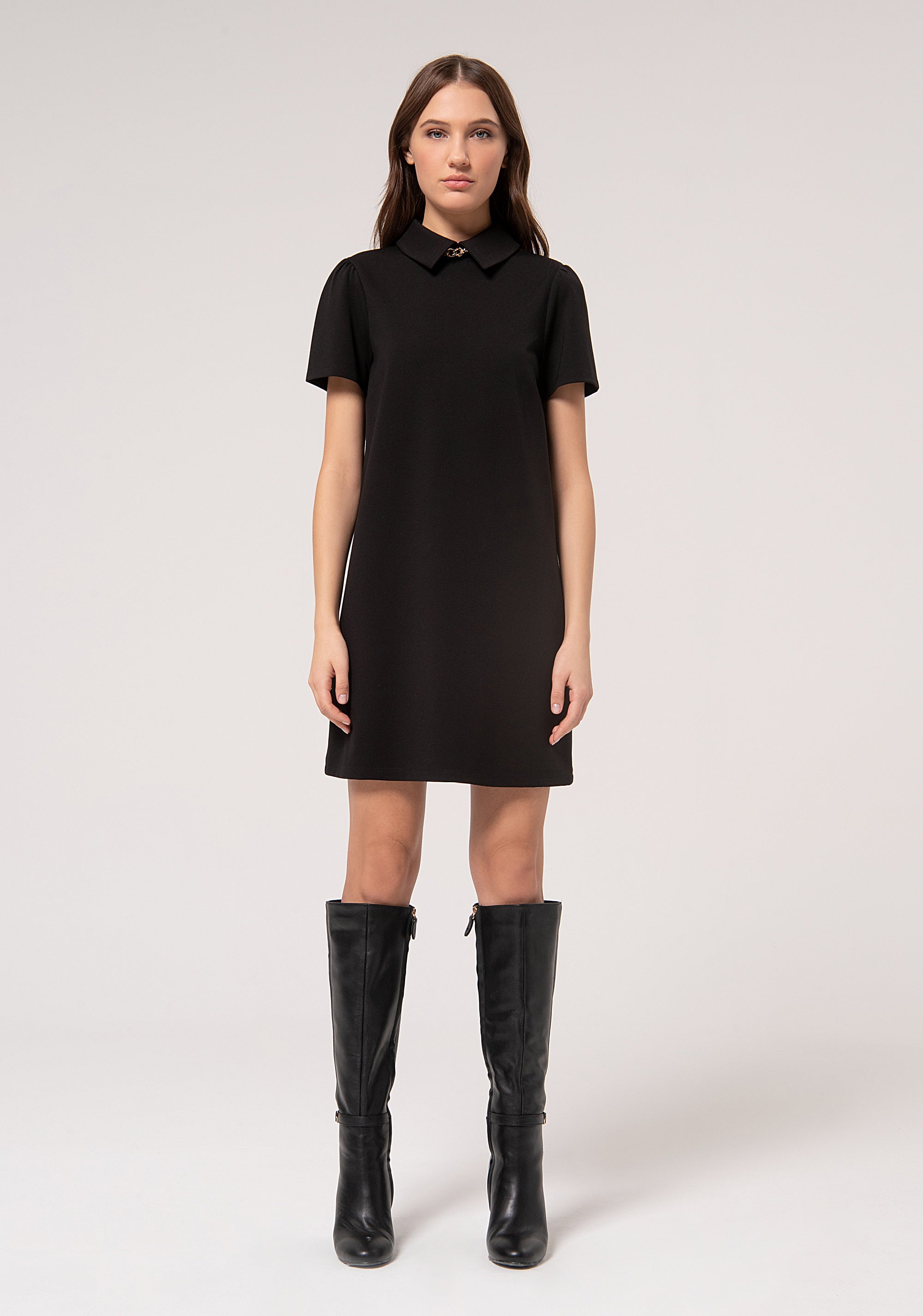 A-shape dress made in Milano stitch fabric Fracomina FR24WD1008W72901-053-1