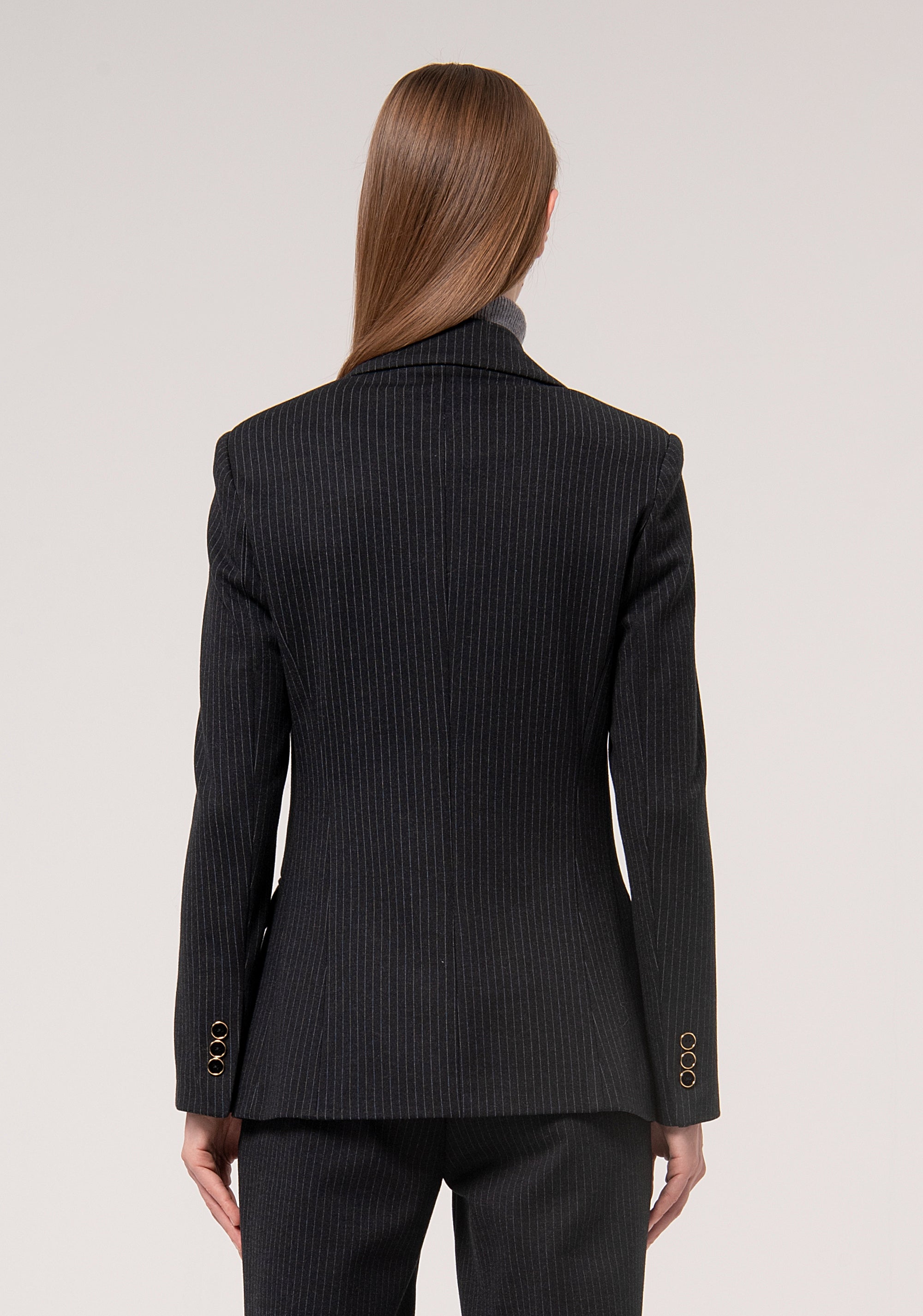 Long blazer jacket regular fit made in pinstriped fabric Fracomina FR24WJ3003W727Q6-121-4