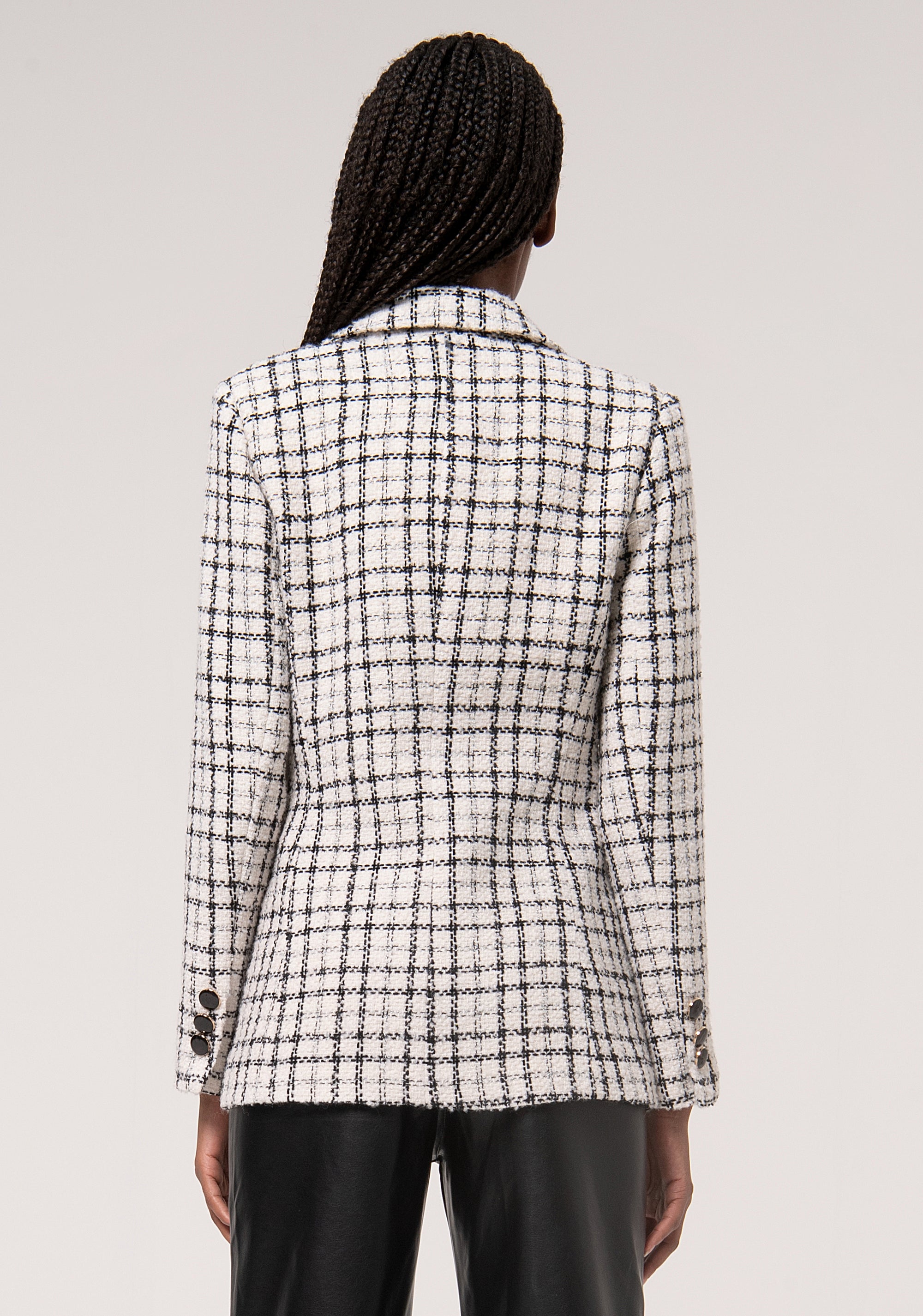 Long blazer jacket regular fit made in tweed with square pattern Fracomina FR24WJ3004W721F8-054-4