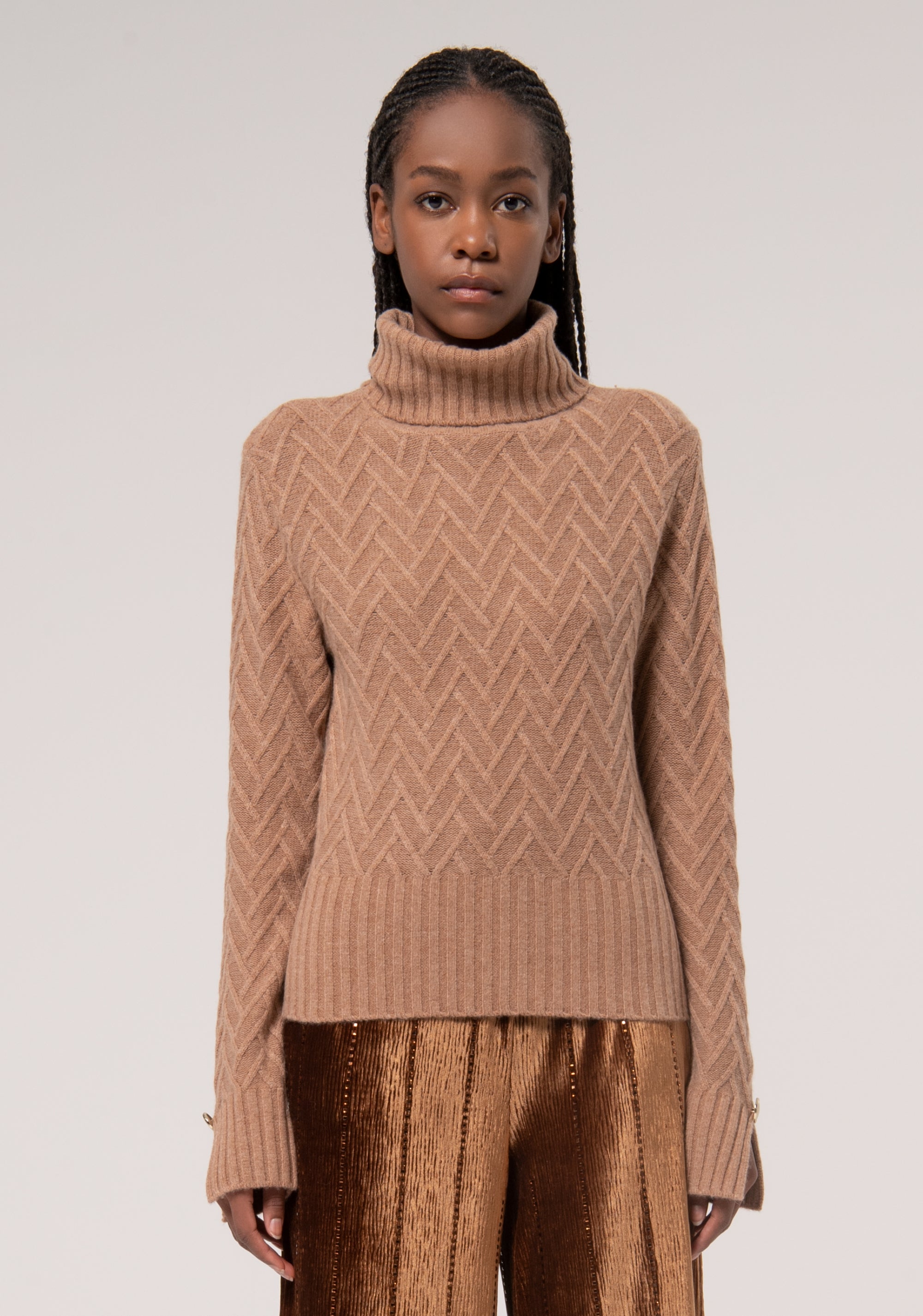 Knitwear regular fit in wool and cachemire with zig-zag stitch Fracomina FR24WT7024K53201-E44-1