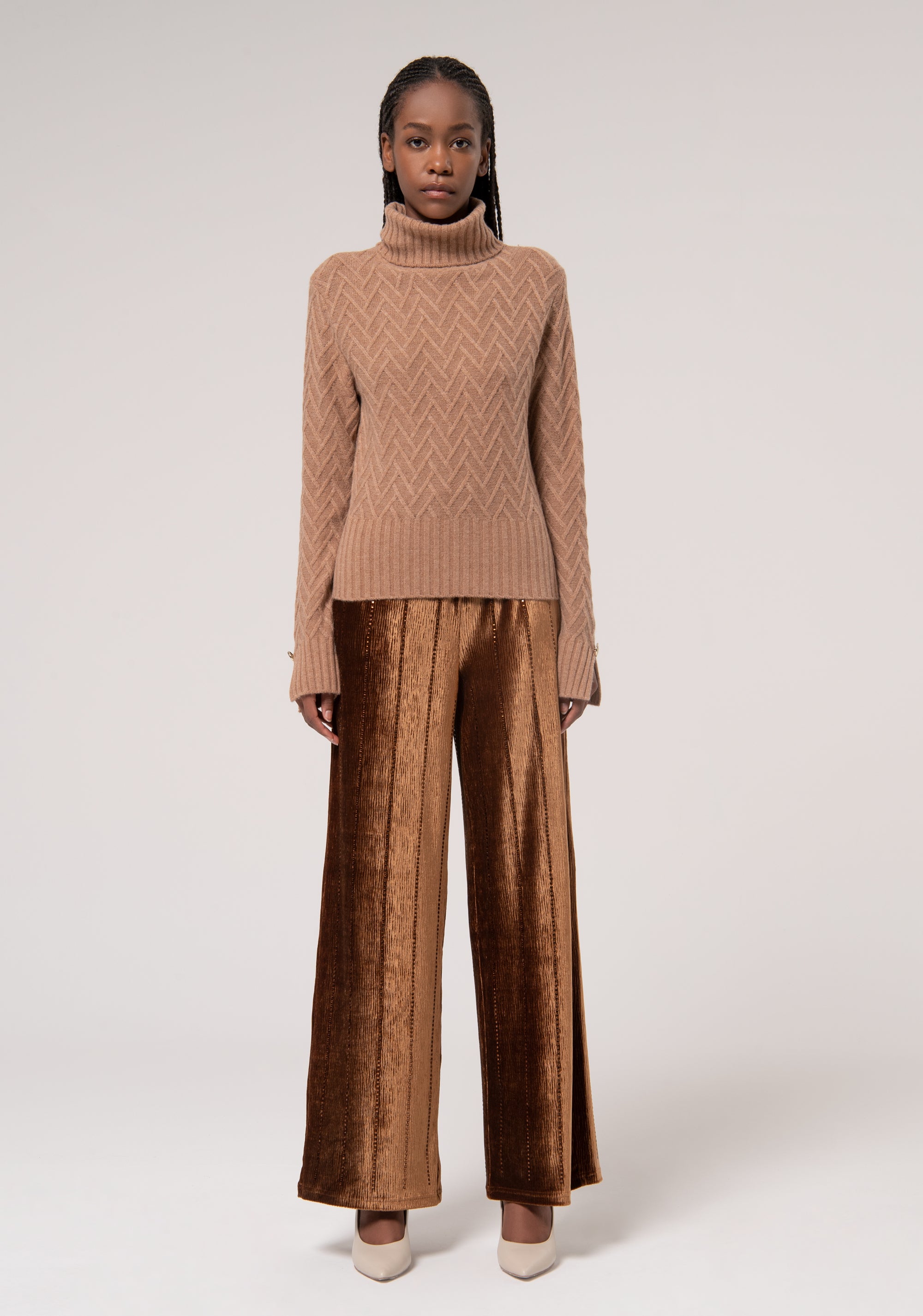 Knitwear regular fit in wool and cachemire with zig-zag stitch Fracomina FR24WT7024K53201-E44-5