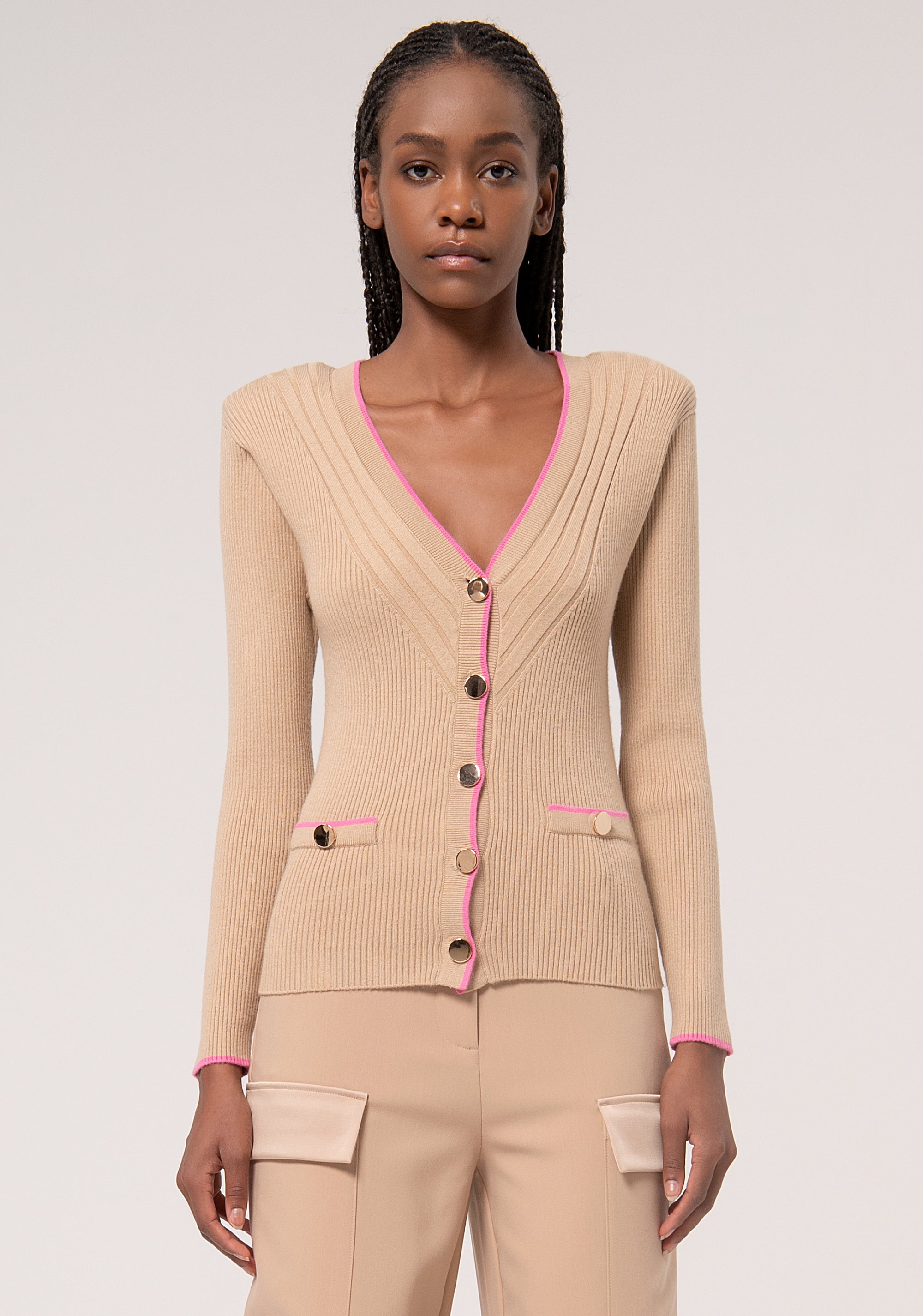 Cardigan slim fit with ribs FR24WT8015K43301 FRACOMINA