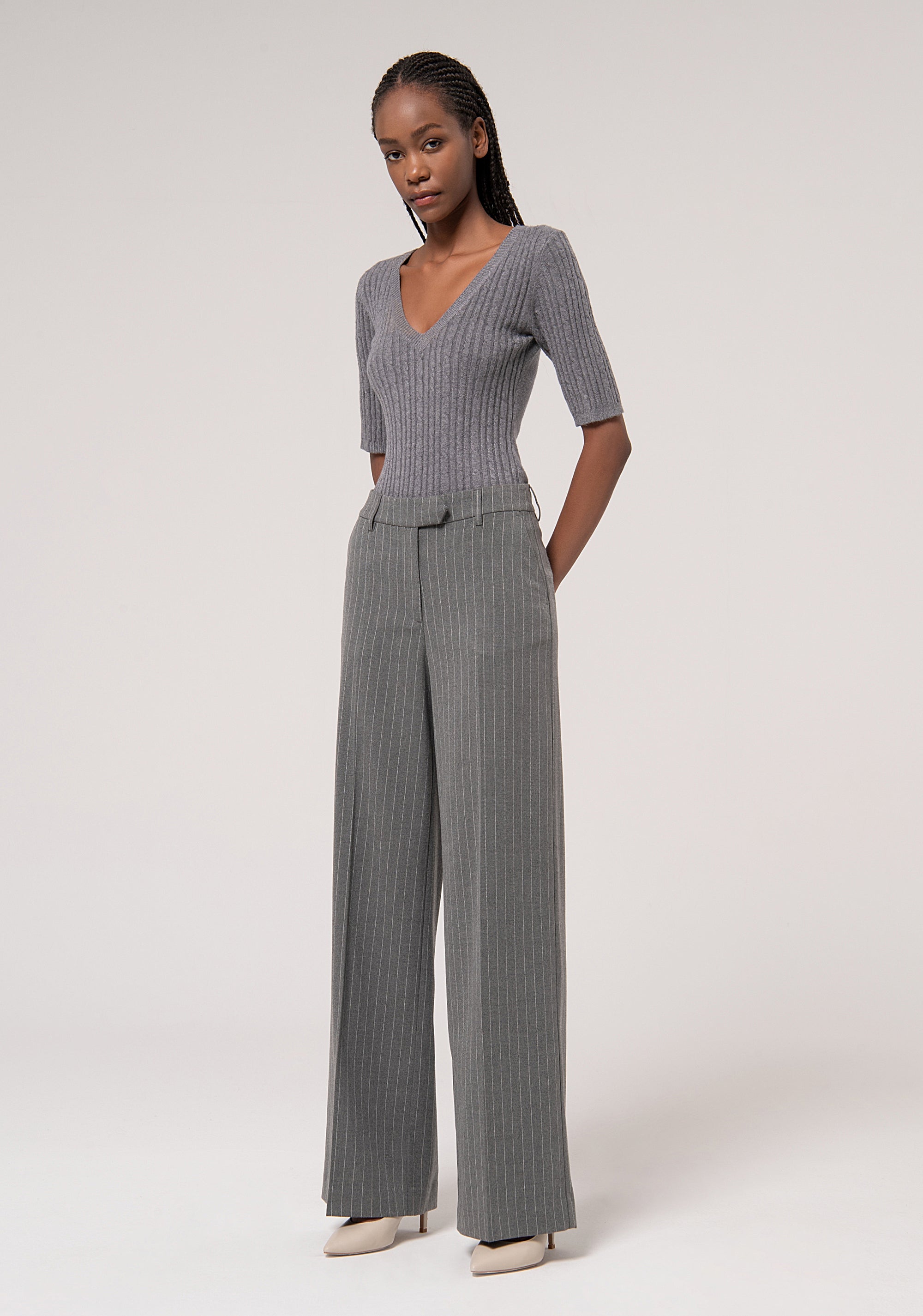 Palazzo pant regular fit made in pinstriped fabric Fracomina FR24WV3004W435Q6-156-3_246b0d0b-536c-4978-929b-8e2a84f0ff82