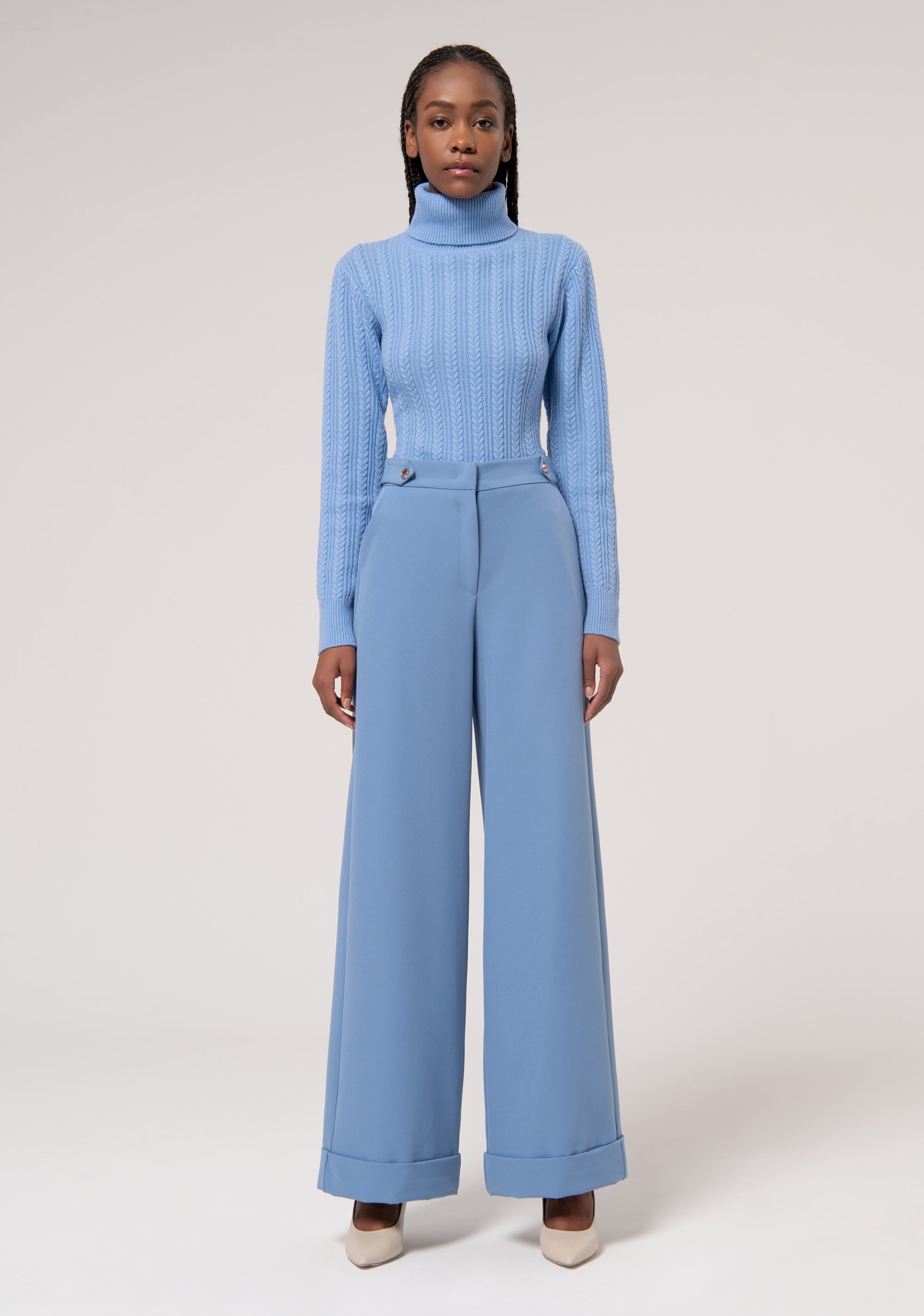 Palazzo pant regular fit made in stretch fabric Fracomina FR24WV3005W42901-252-1_adf46a78-784b-41e1-818f-d94969c1d655