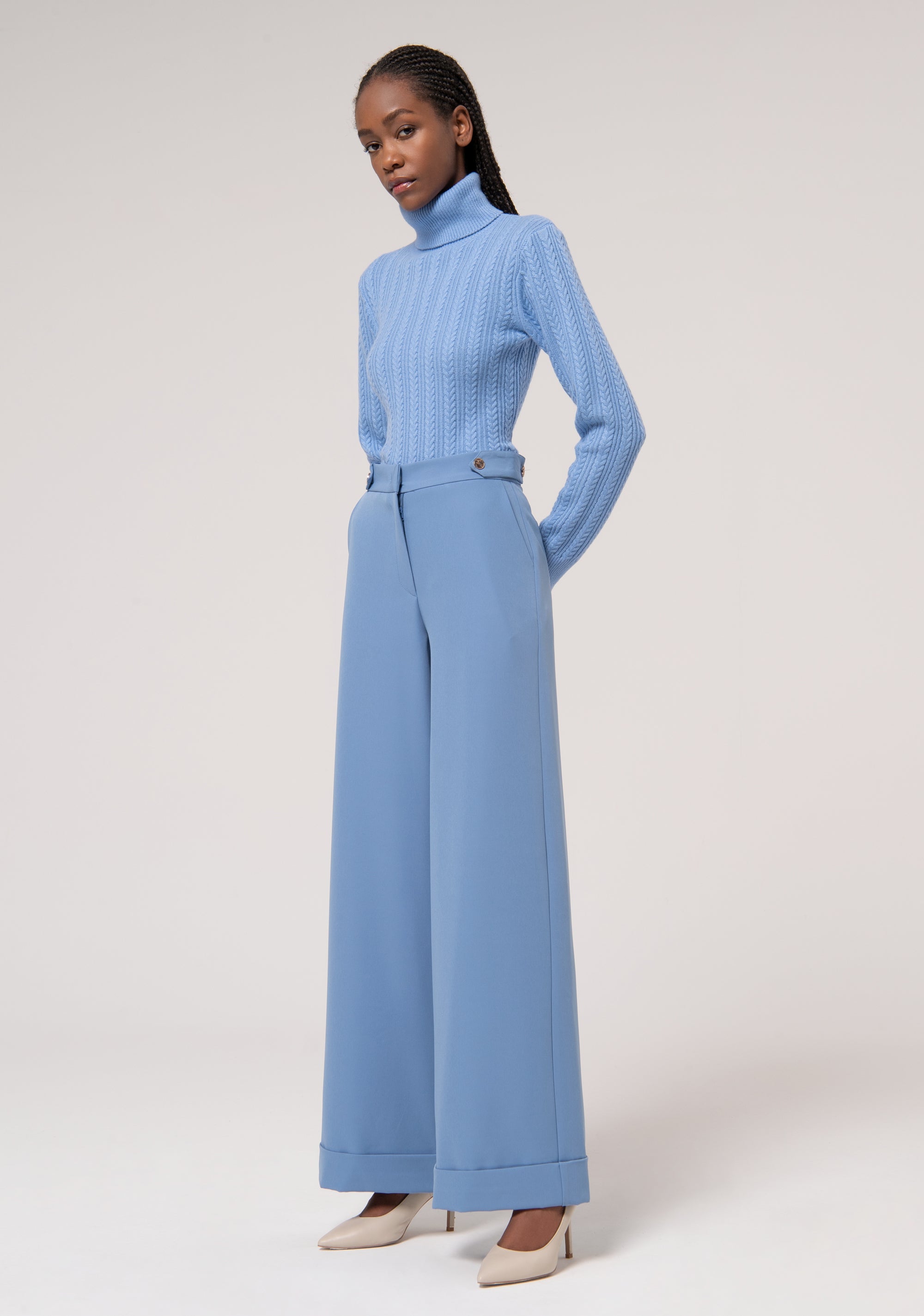 Palazzo pant regular fit made in stretch fabric Fracomina FR24WV3005W42901-252-3_3d48db23-d308-47e8-b09e-e1b1c17609ae