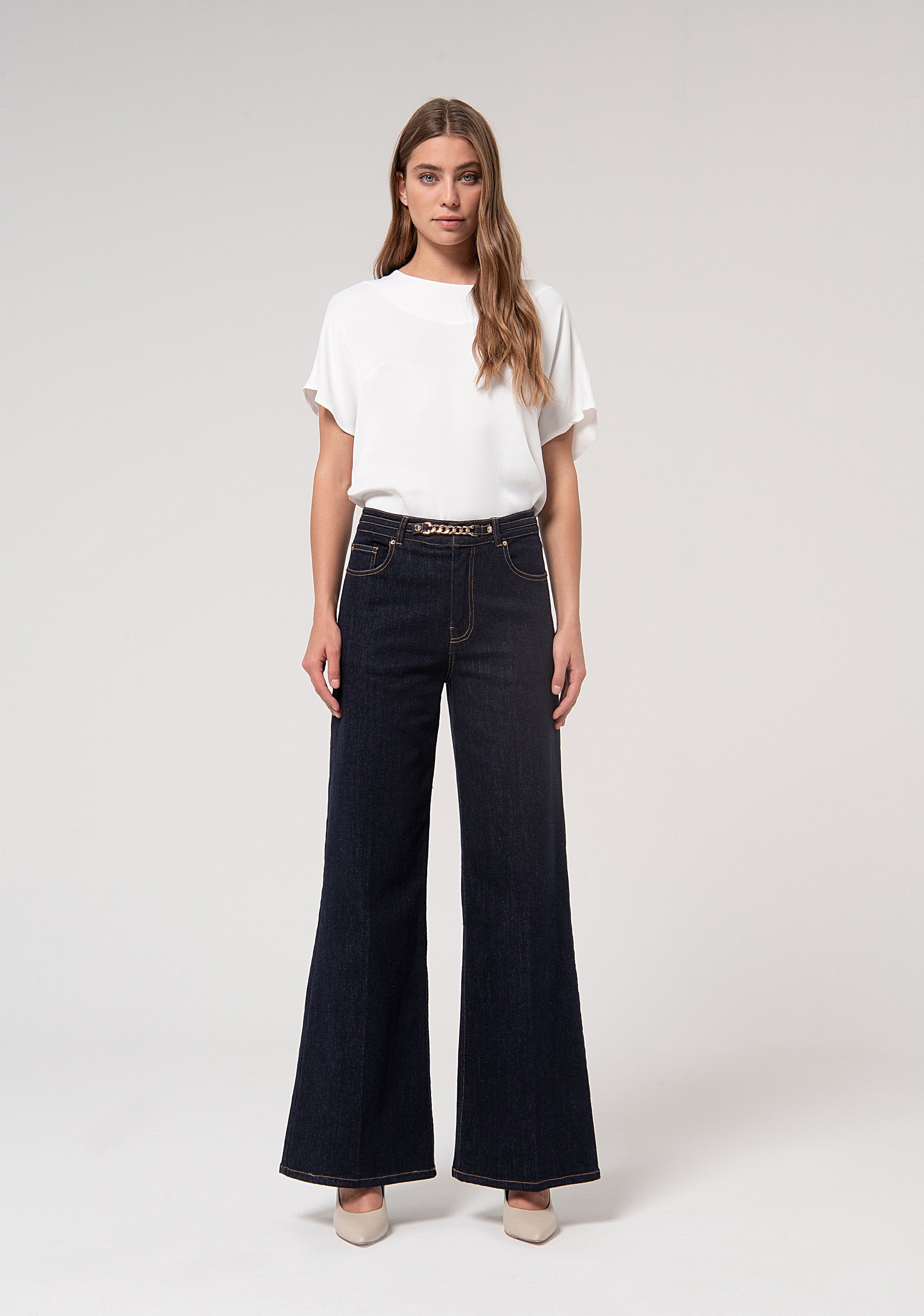 Jeans flare made in denim with raw wash Fracomina FR24WV3009D40193-L23-1