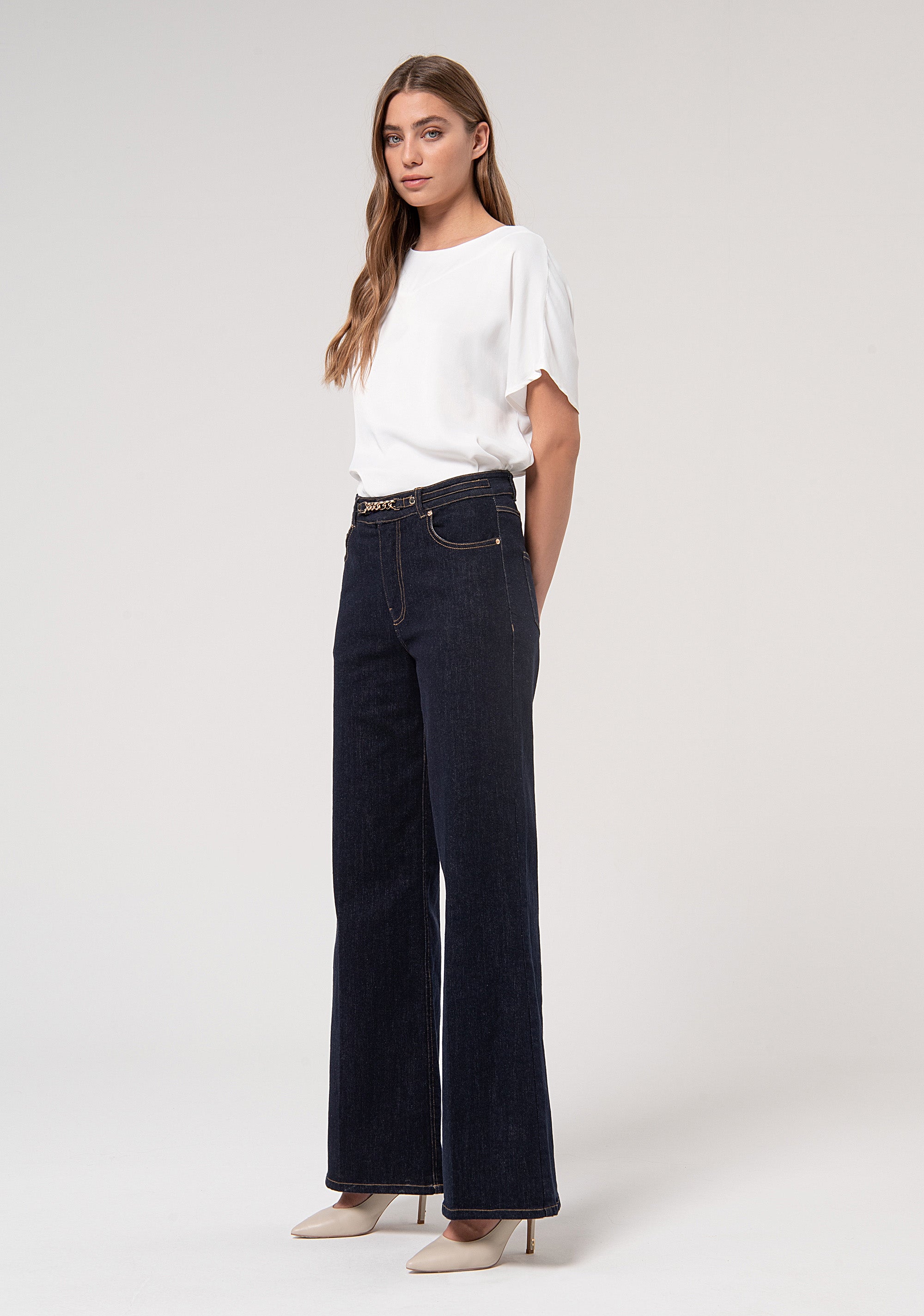 Jeans flare made in denim with raw wash Fracomina FR24WV3009D40193-L23-2