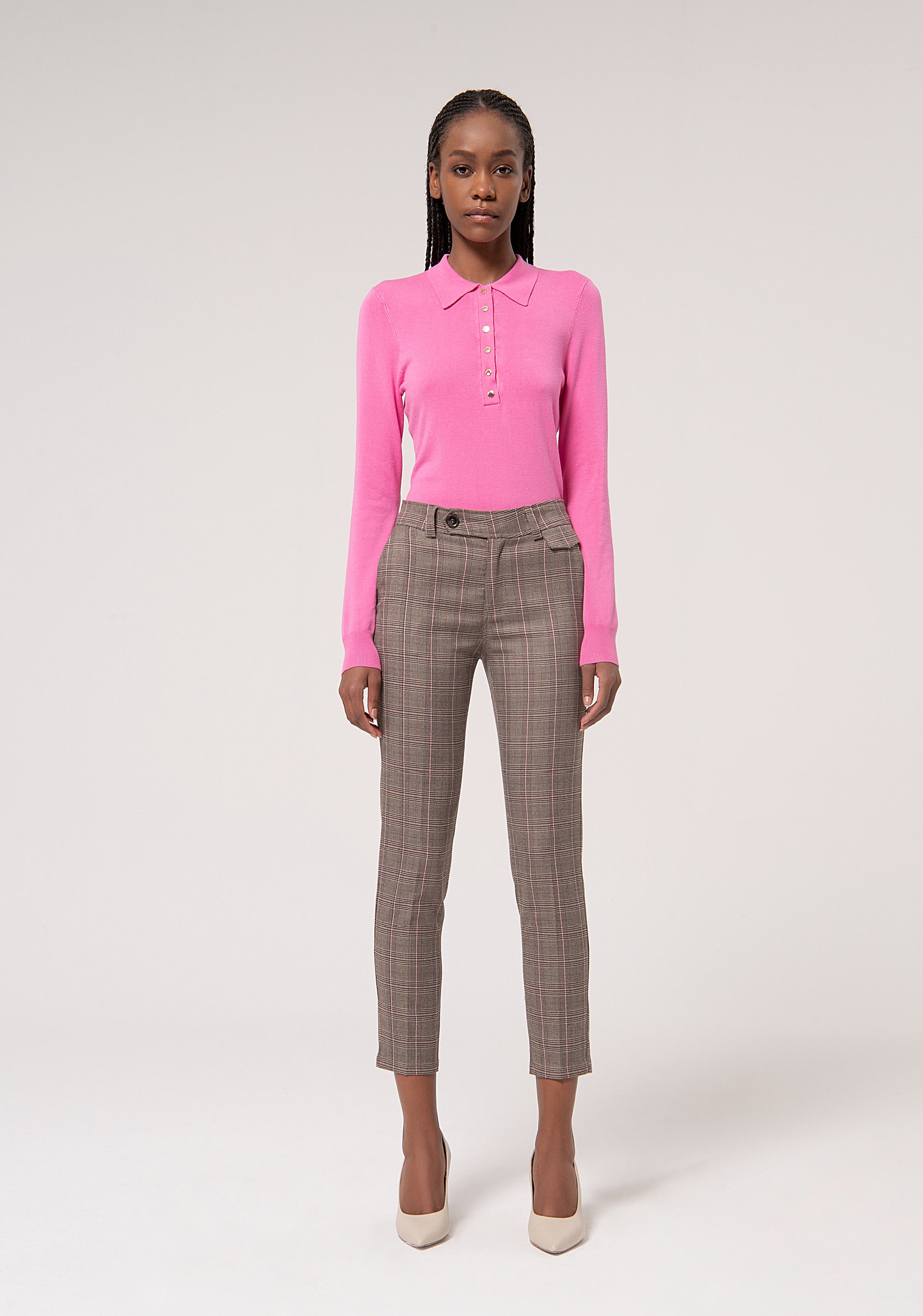 Chino pant slim fit made in Prince of Wales fabric Fracomina FR24WV4005W71995-L20-1