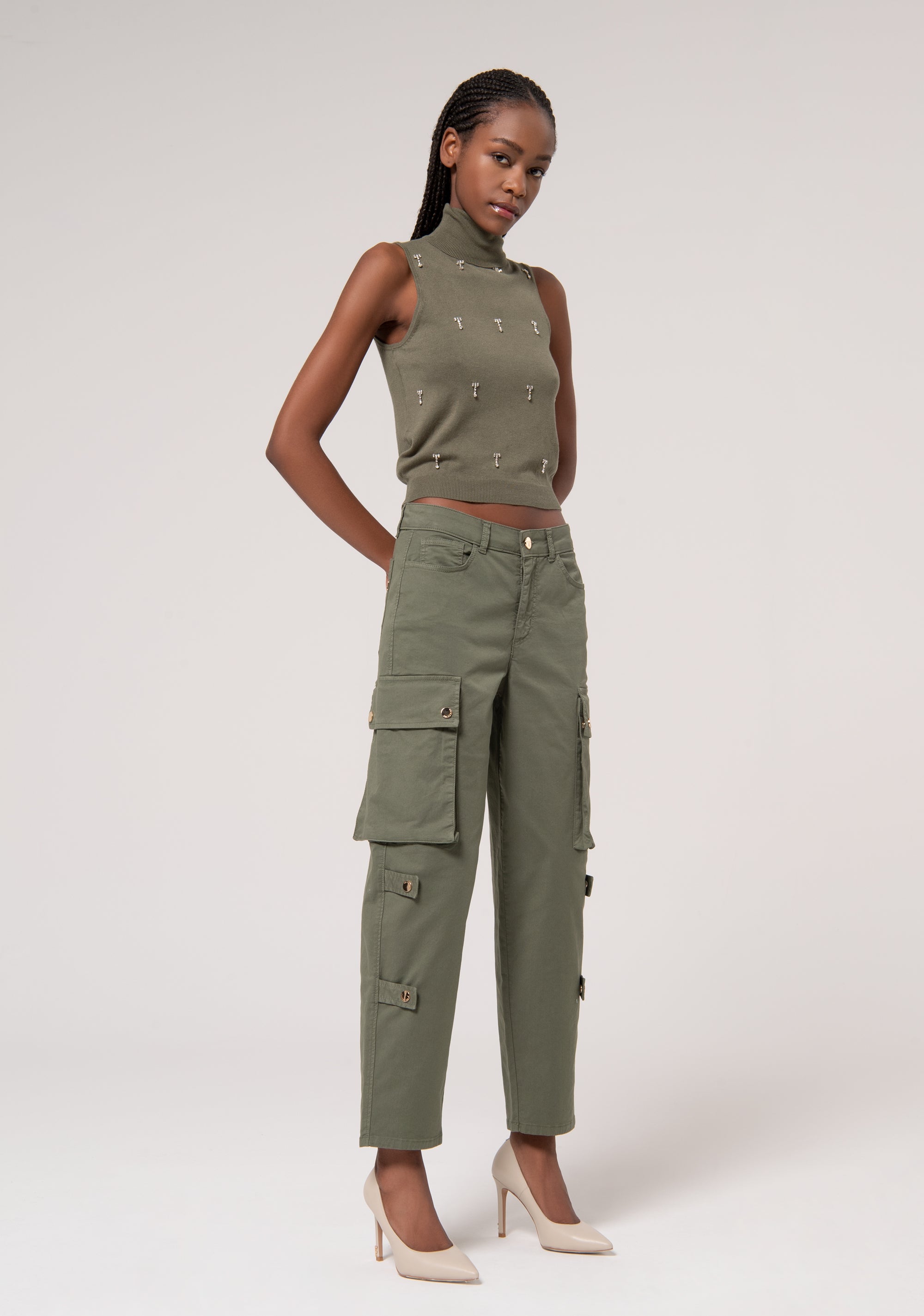 Cargo pants made in gabardine Fracomina FR24WVC011W67601-205-3