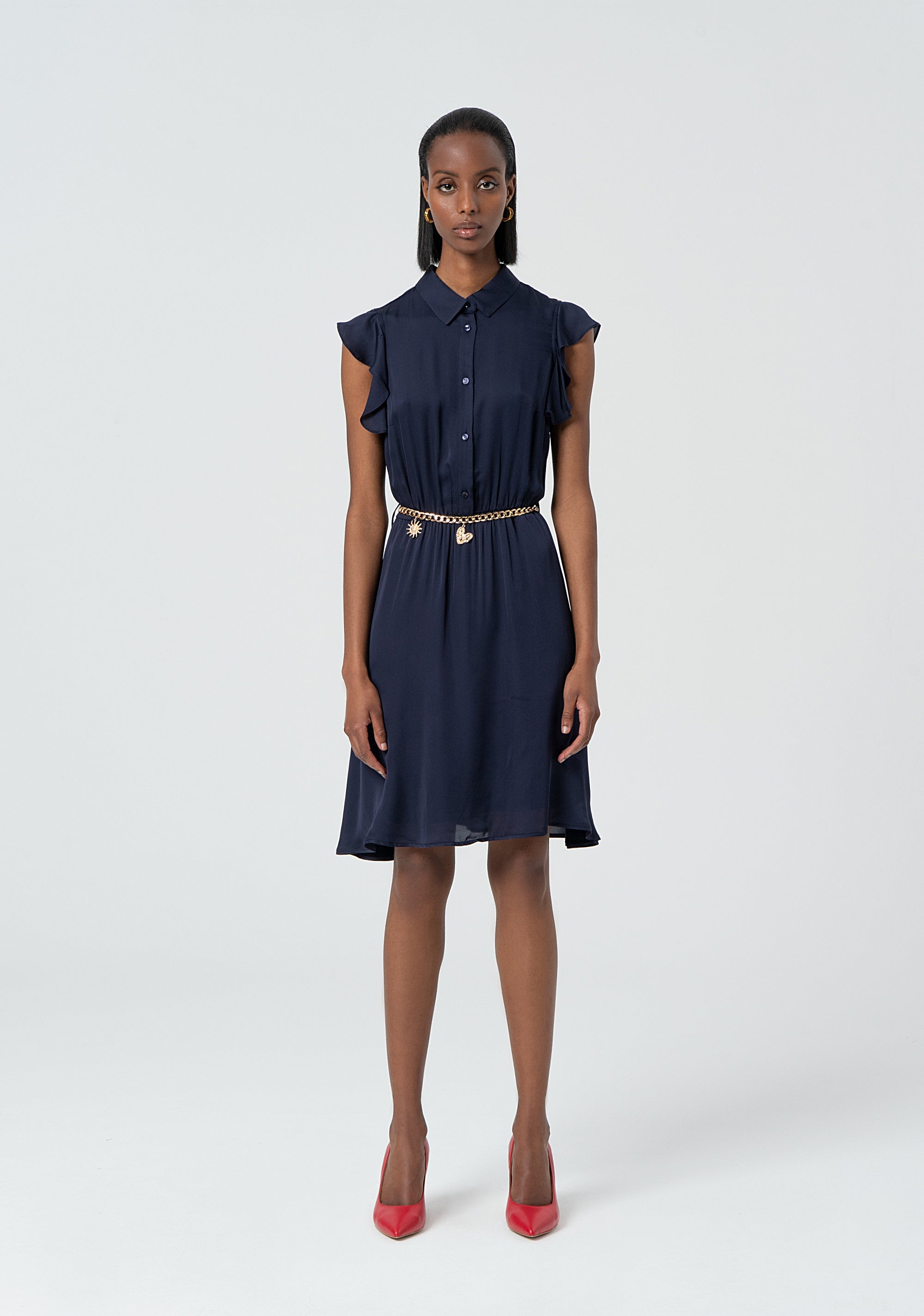 Chemisier dress regular fit middle length with silk Fracomina FR25SD1011W77401-117
