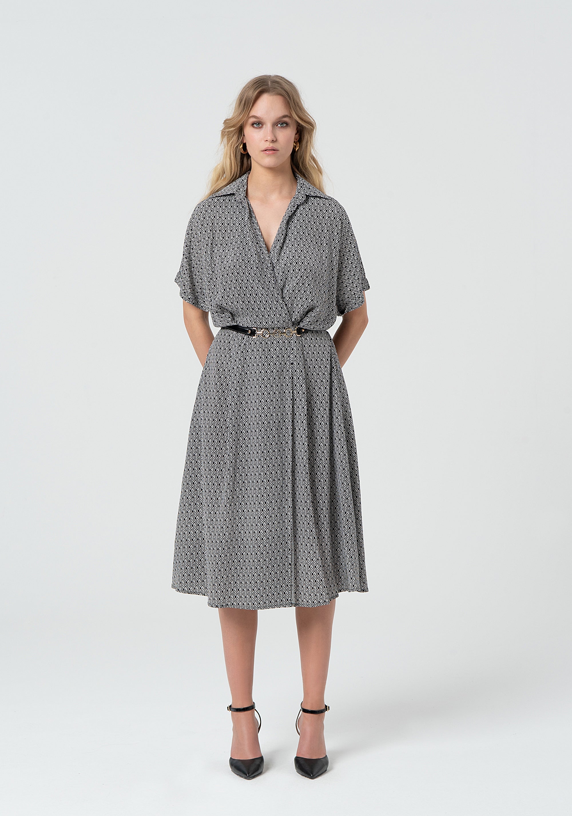 Dress regular fit middle length with geometrical pattern Fracomina FR25SD2012W413O9-060-1