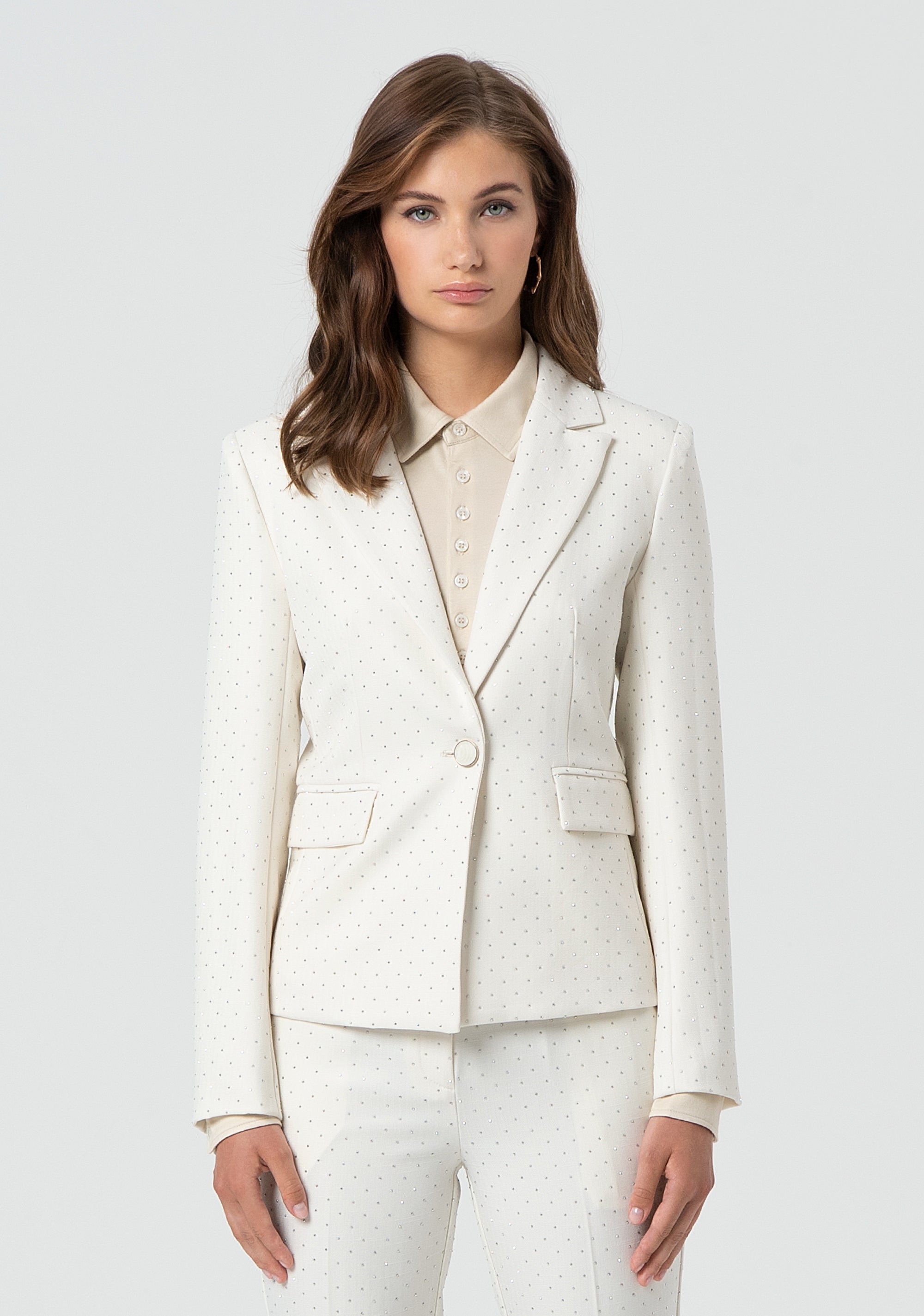 Blazer jacket regular fit single breasted with strasses Fracomina FR25SJ1001W763R9-108-1
