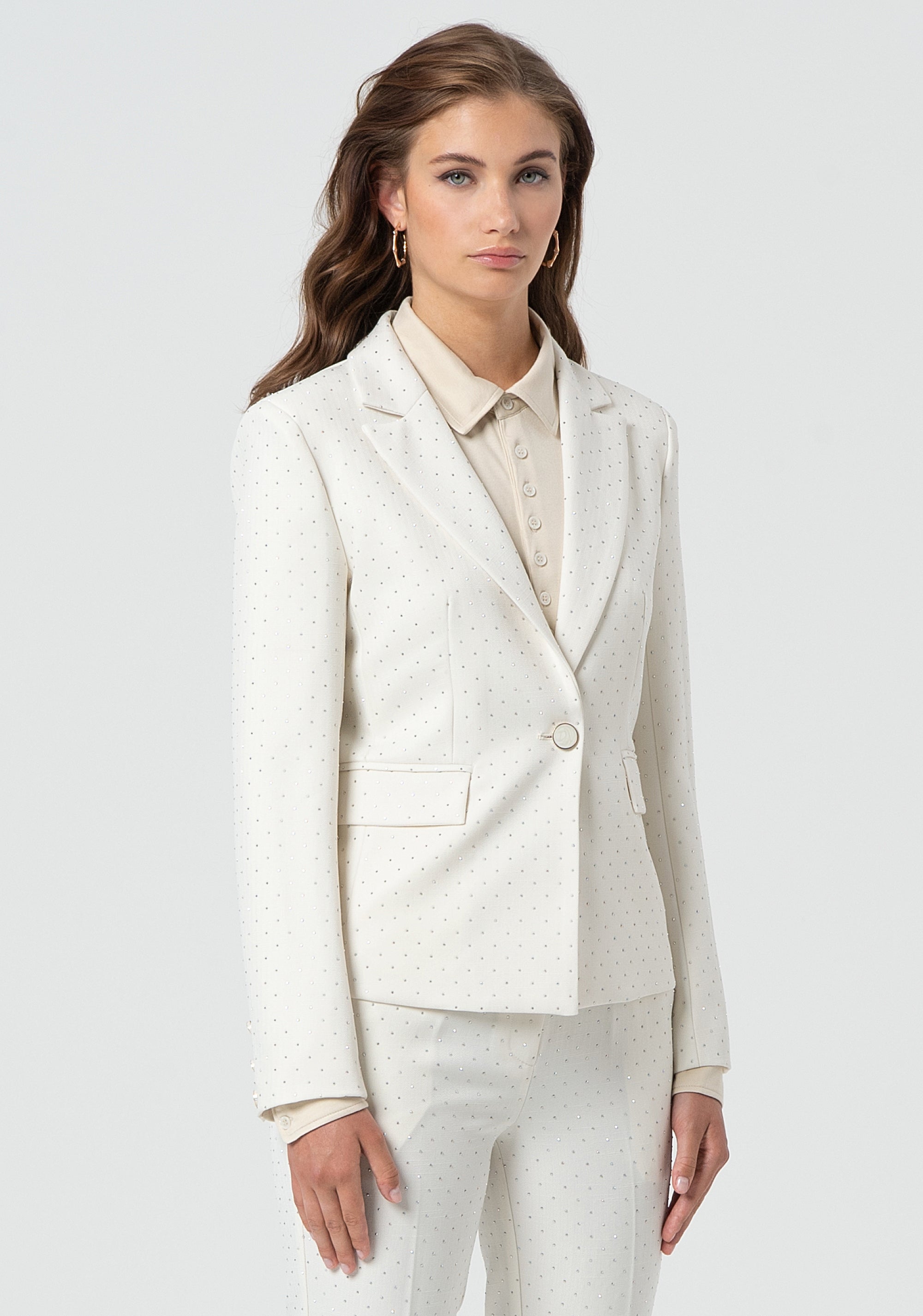 Blazer jacket regular fit single breasted with strasses Fracomina FR25SJ1001W763R9-108-3