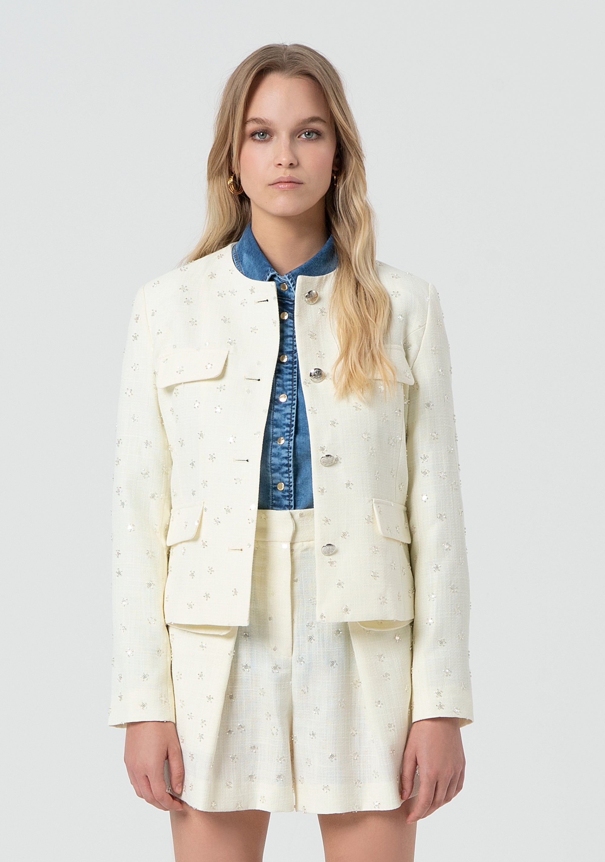 Jacket regular fit with shiny applications Fracomina FR25SJ2006W763R9-108-1