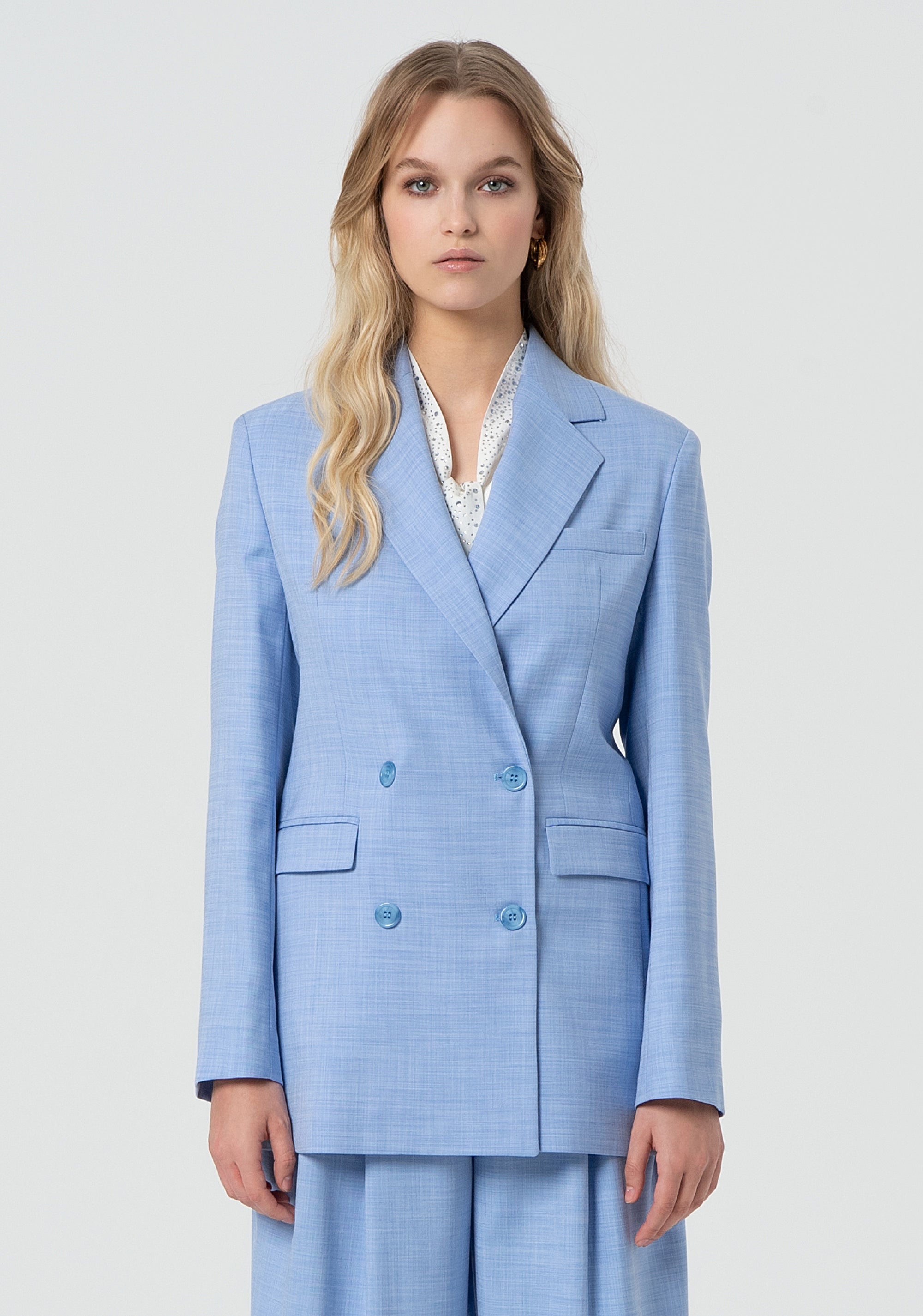 Long blazer jacket regular fit double breasted Fracomina FR25SJ3003W76801-T12-1