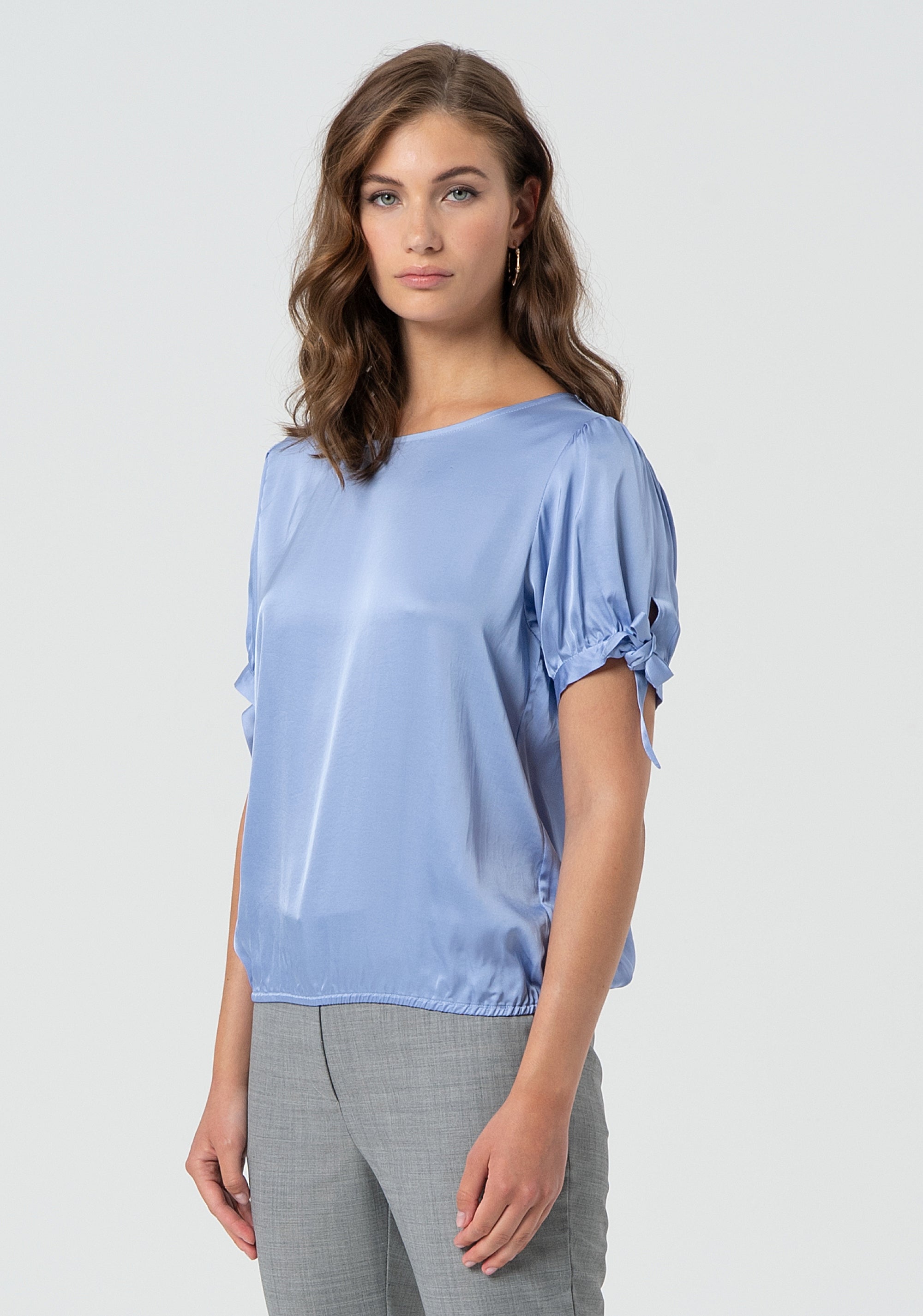 Top made in satin with short sleeves Fracomina FR25ST1013W73201-252-3
