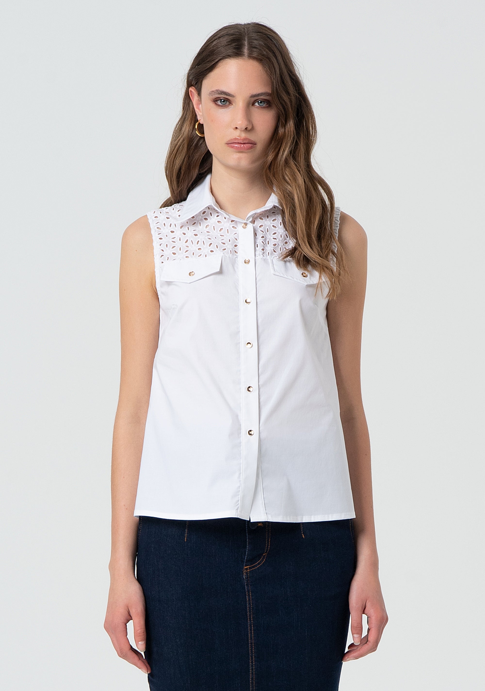 Sleeveless shirt made in cotton Fracomina FR25ST2019W682V8-278-1