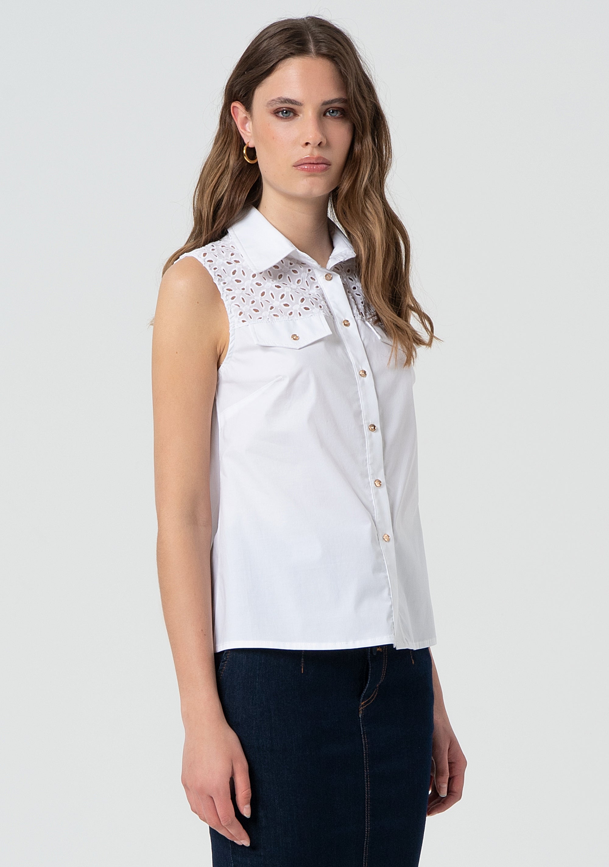 Sleeveless shirt made in cotton Fracomina FR25ST2019W682V8-278-3