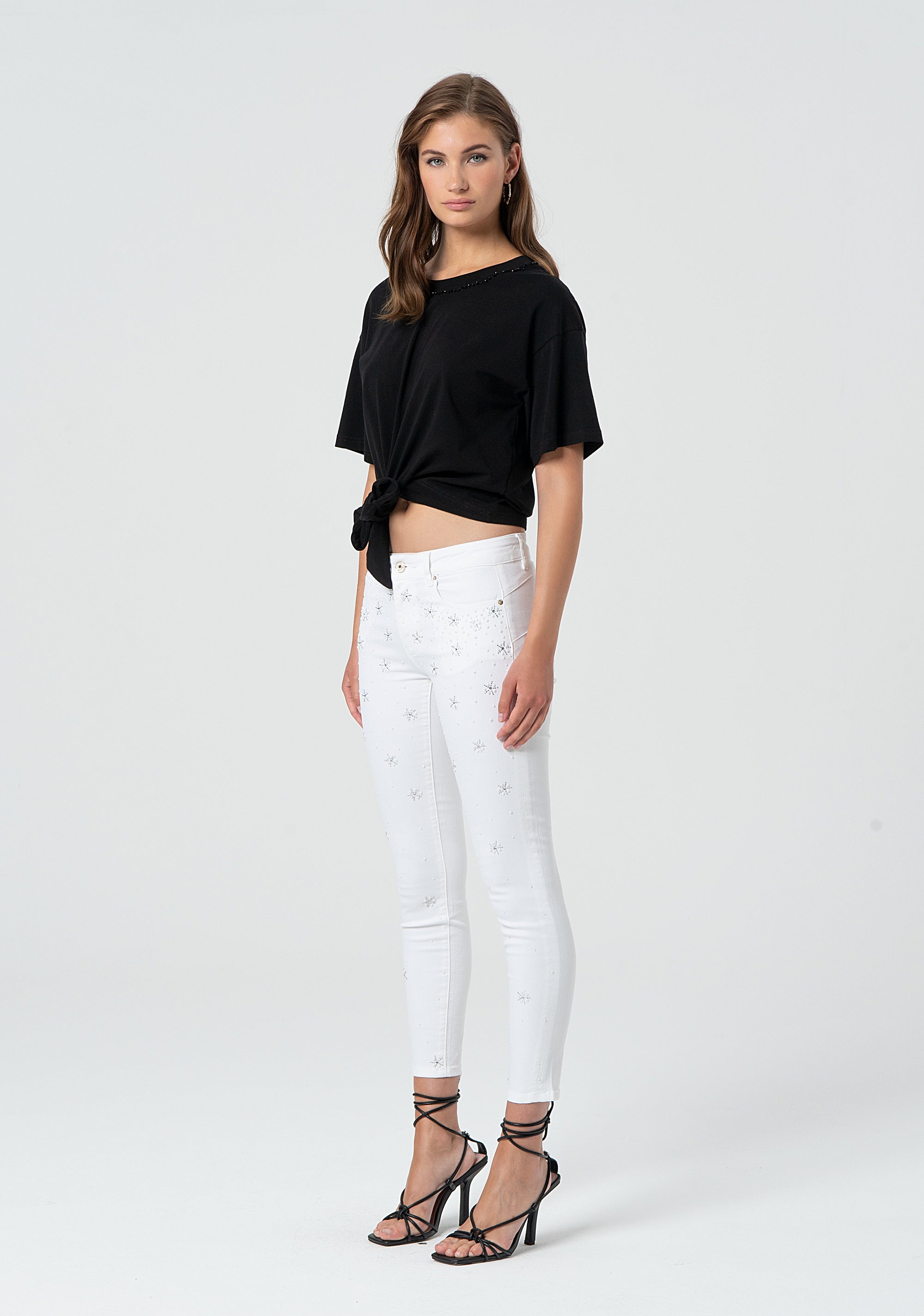 Pant slim fit with push-up effect made in gabardine with shiny applications Fracomina FR25ST3039J401R9-053-3_1884b9b9-173f-47dd-8bfd-44b1bc6a0153
