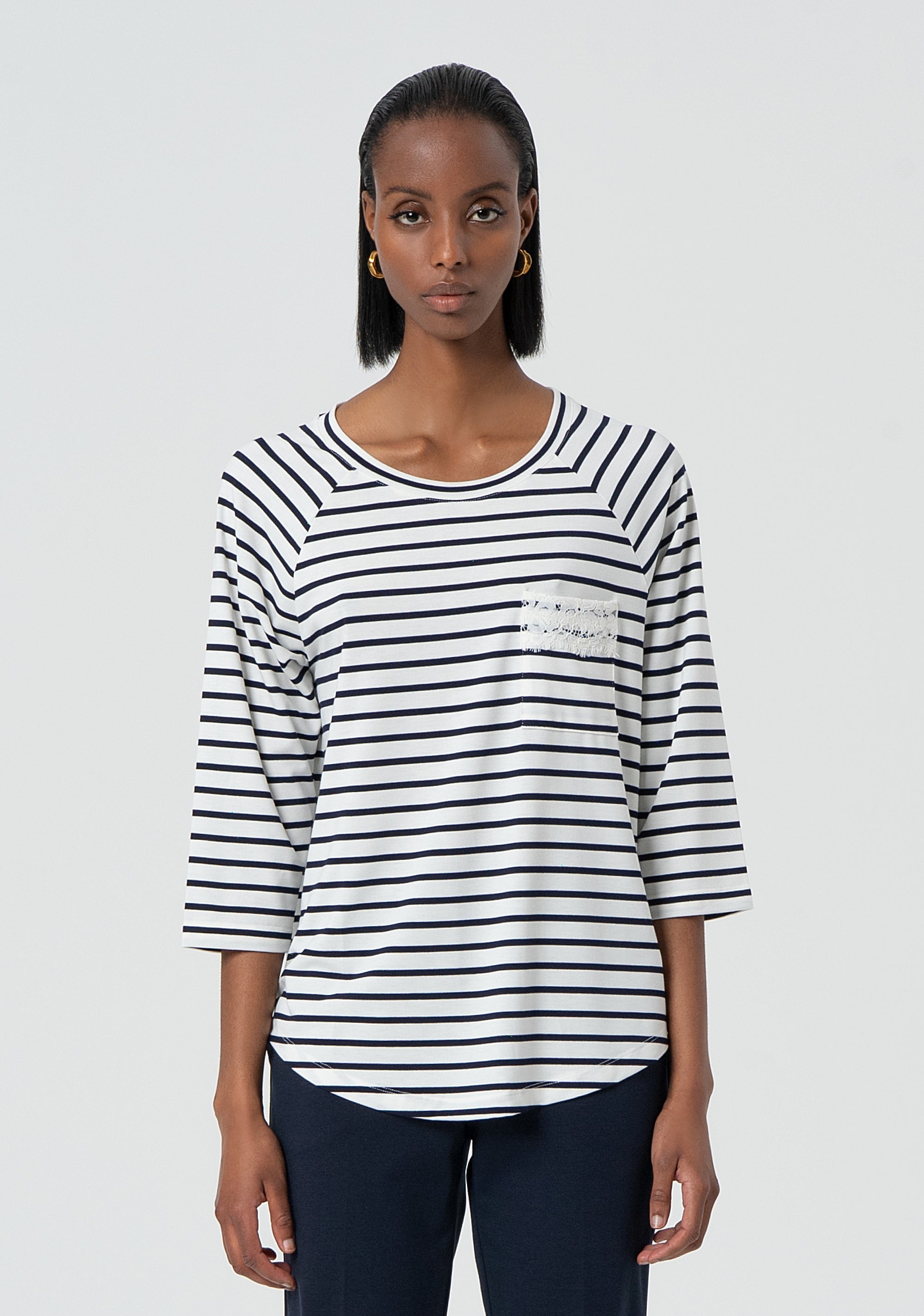 T-shirt loose fit with stripes Fracomina FR25ST3044J479G1-A52-1_d299a5c1-78e1-4639-a736-ce24a4ced279
