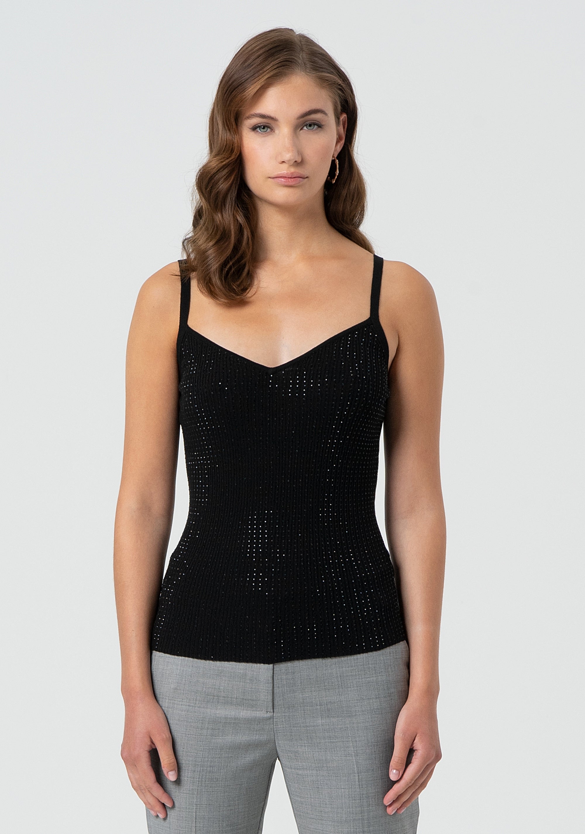 Knitted tank top with strasses Fracomina FR25ST4006K410J9-053