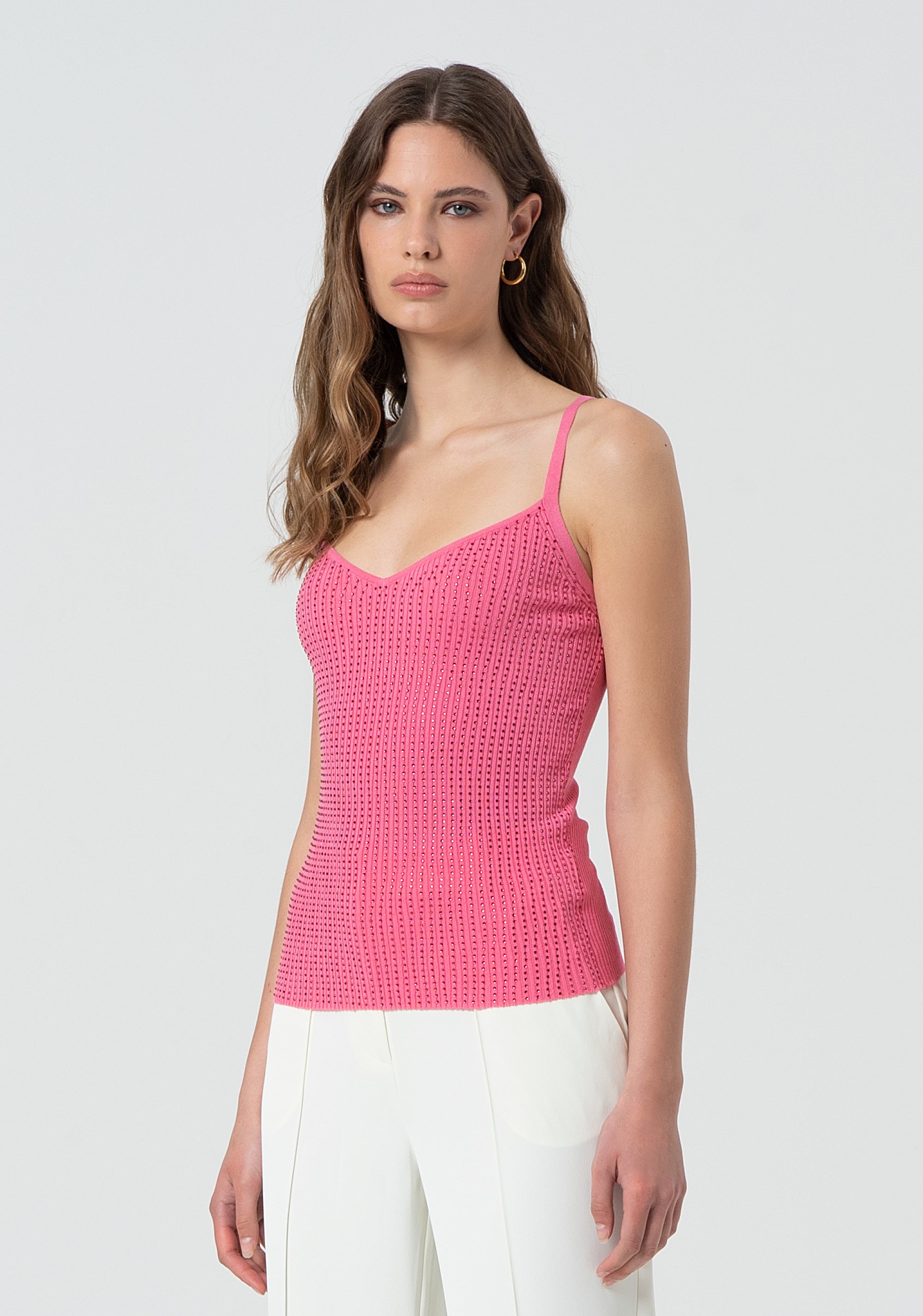 Knitted tank top with strasses Fracomina FR25ST4006K410J9-107-3