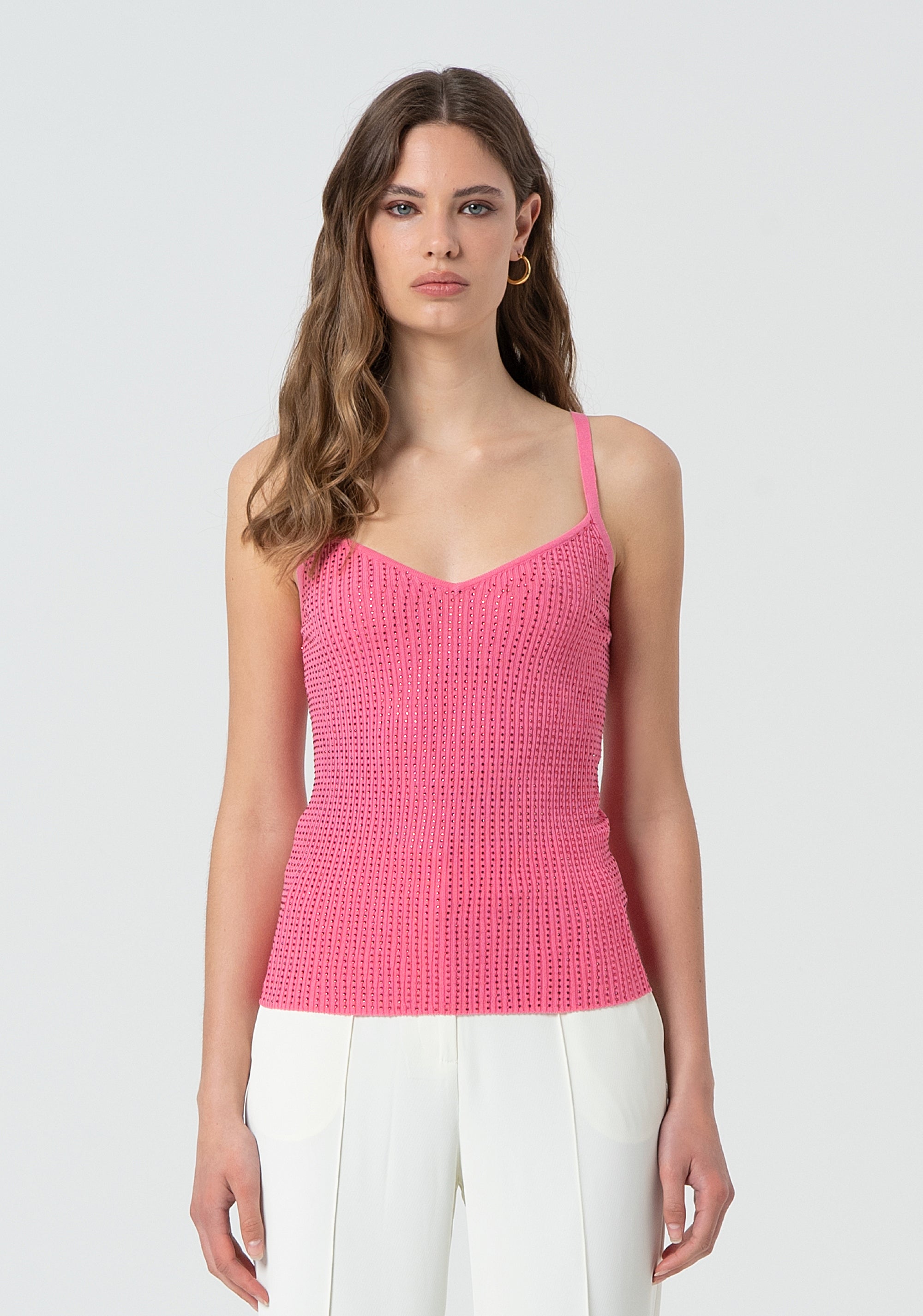 Knitted tank top with strasses Fracomina FR25ST4006K410J9-107