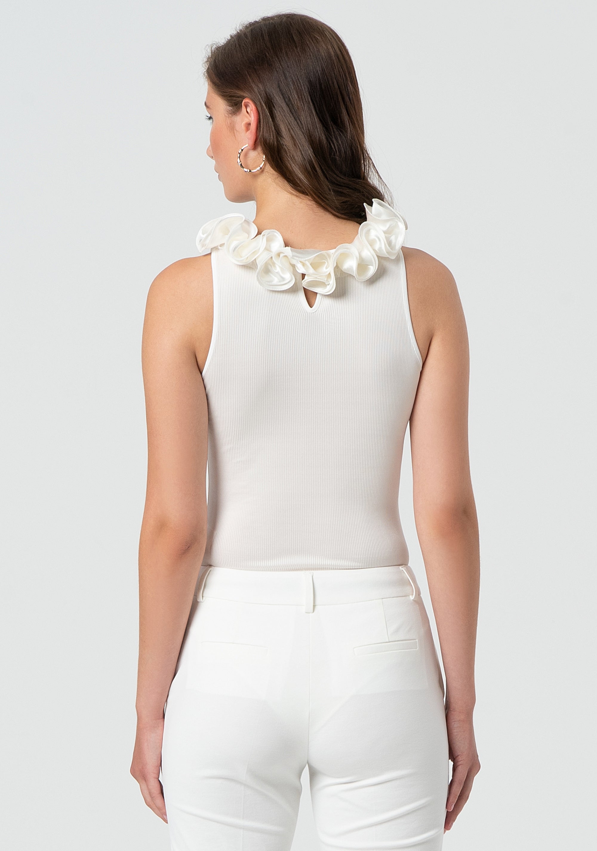 Sleeveless bodysuit with 3D floral neckline Fracomina FR25ST5004J46301-108-4