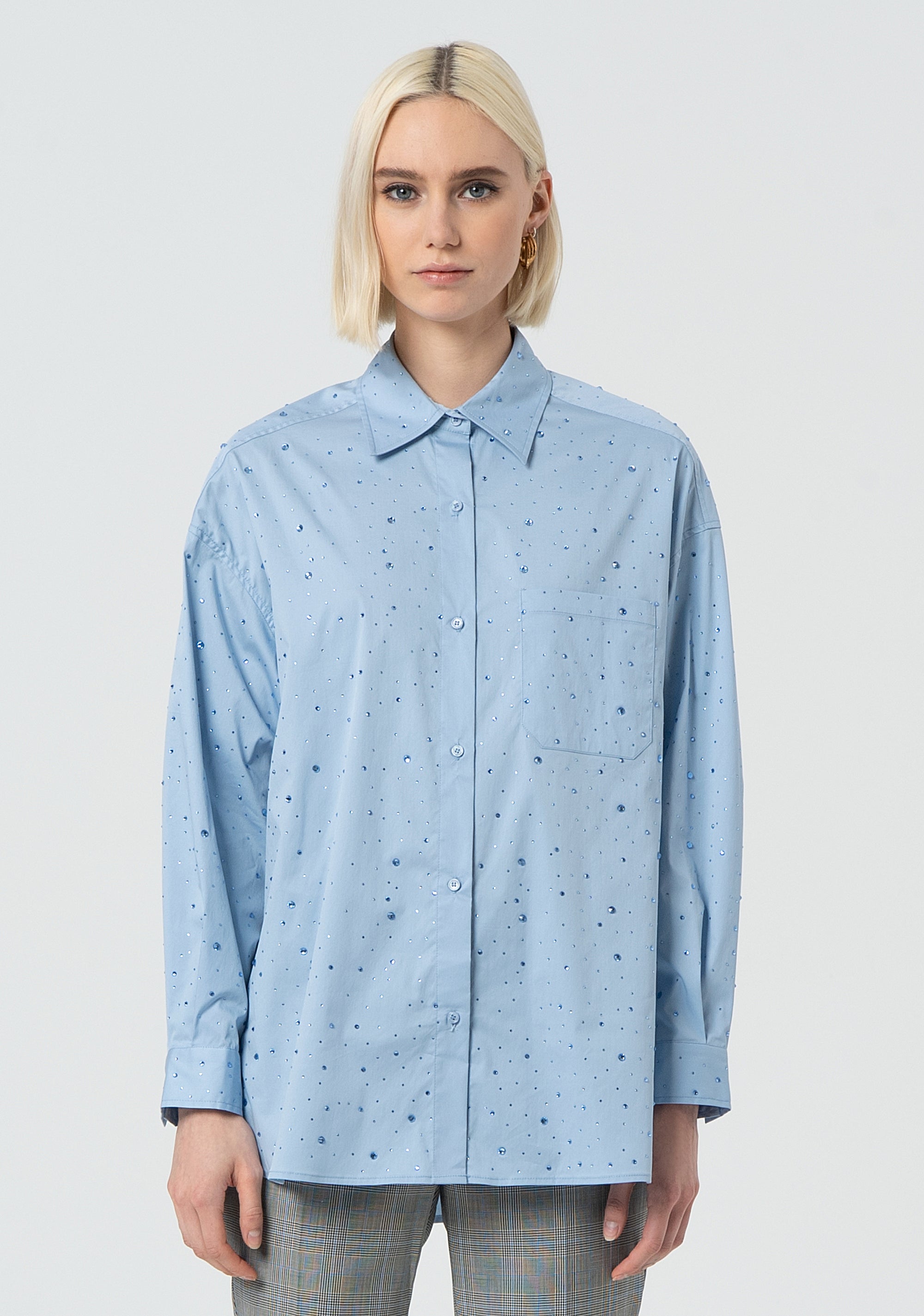Shirt over fit made in popeline with strasses Fracomina FR25ST6002W52001-252-1