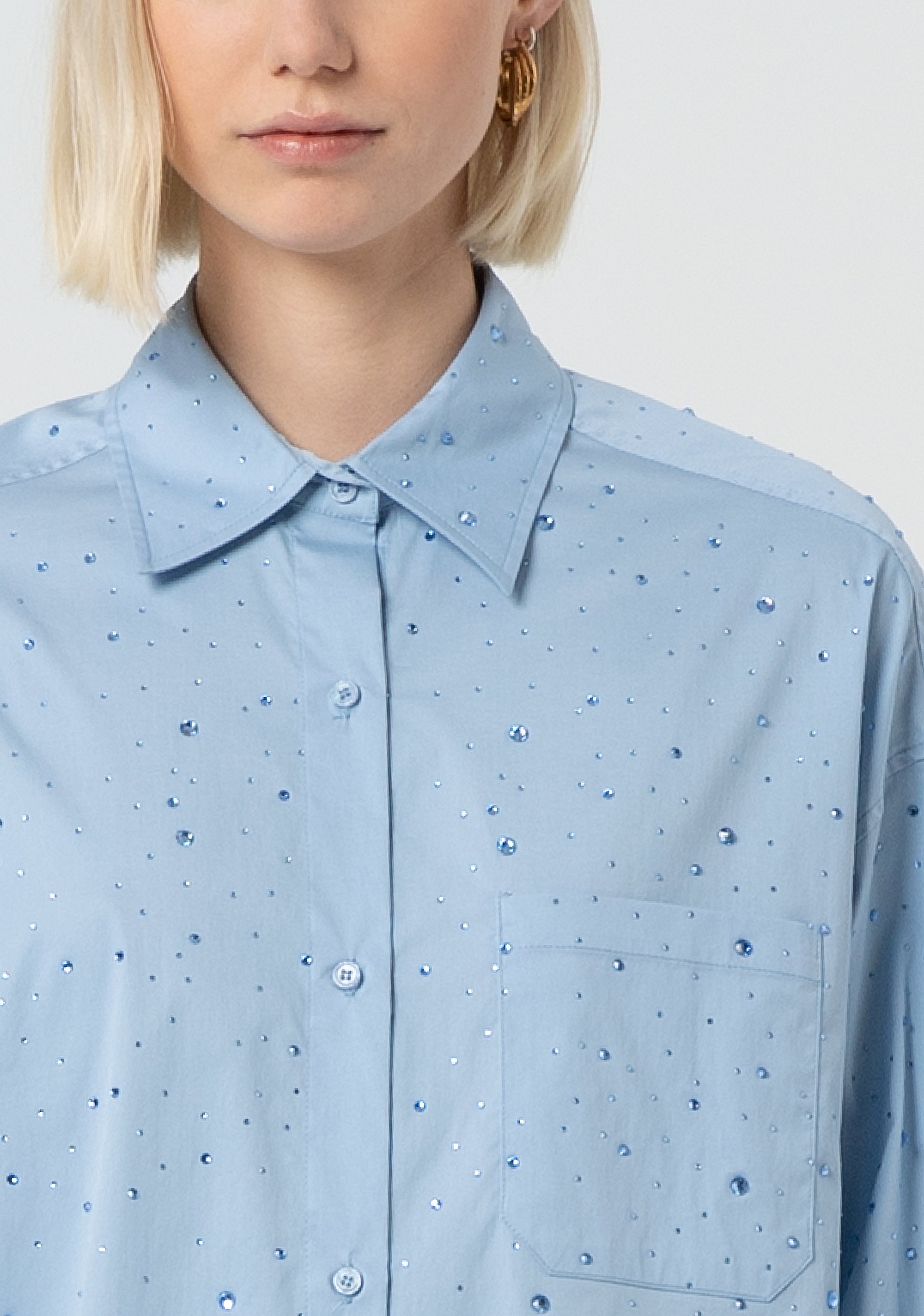 Shirt over fit made in popeline with strasses Fracomina FR25ST6002W52001-252-2
