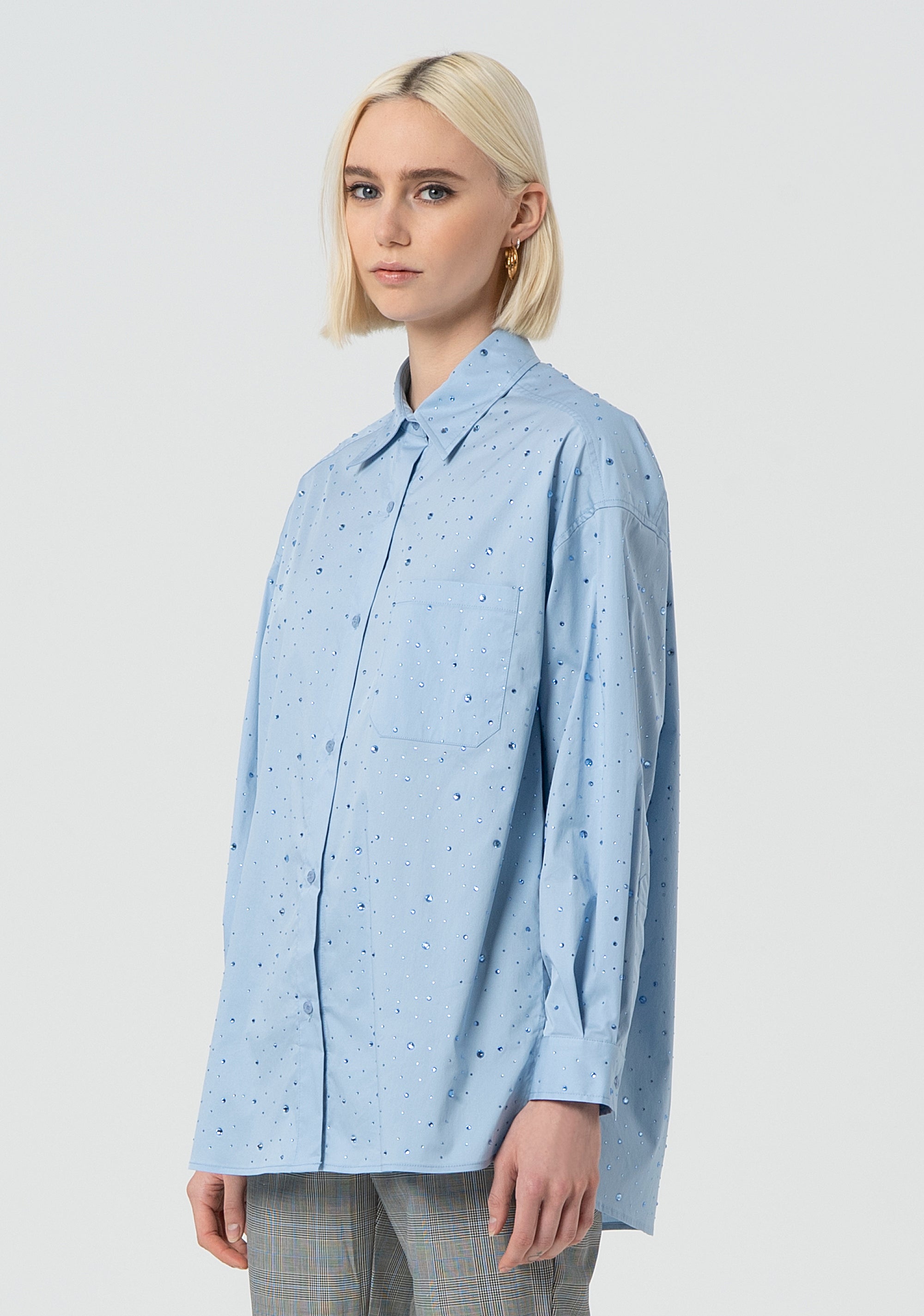 Shirt over fit made in popeline with strasses Fracomina FR25ST6002W52001-252-3