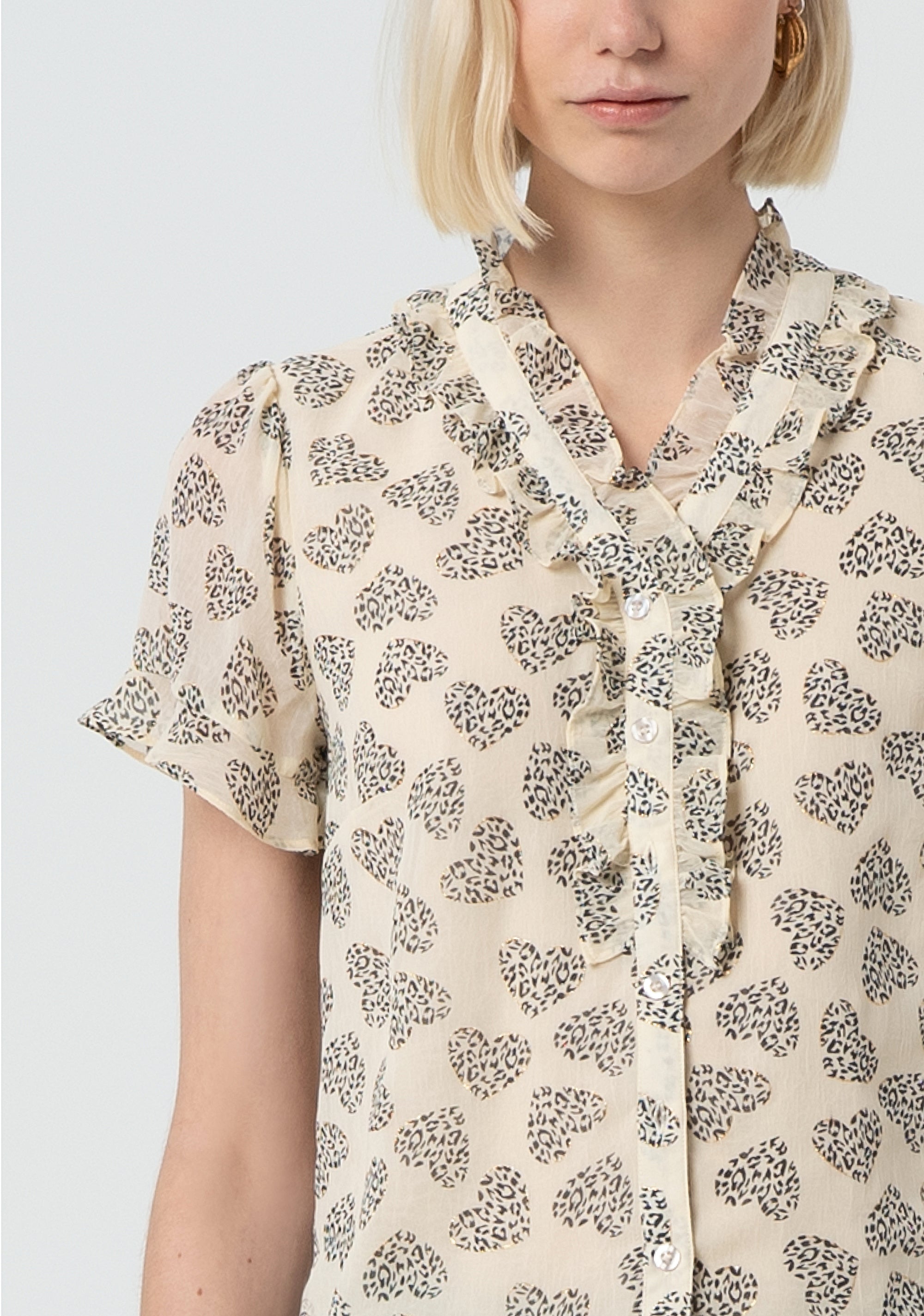 Blouse regular fit with heart shaped print Fracomina FR25ST6016W668K8-251-2