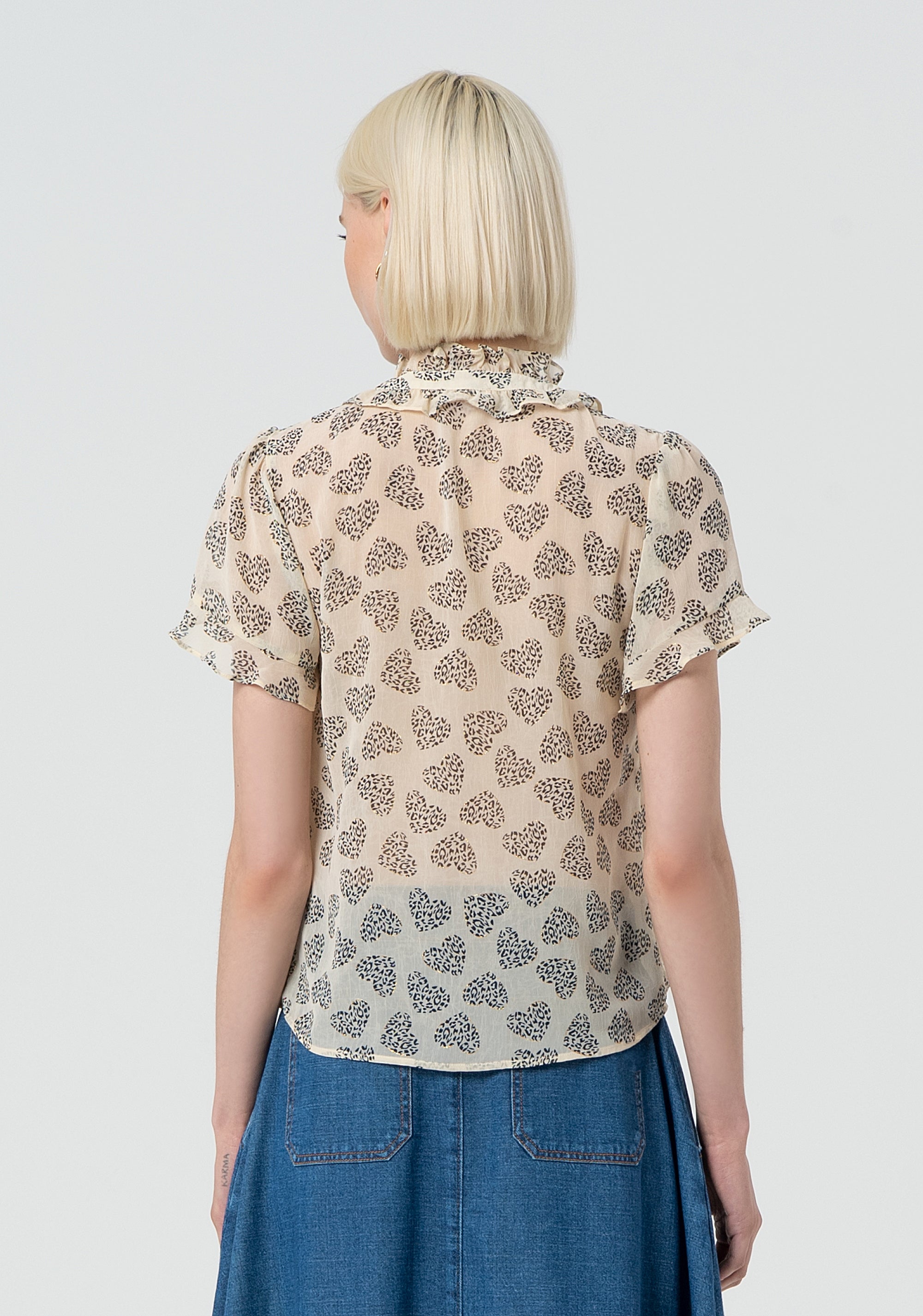 Blouse regular fit with heart shaped print Fracomina FR25ST6016W668K8-251-4