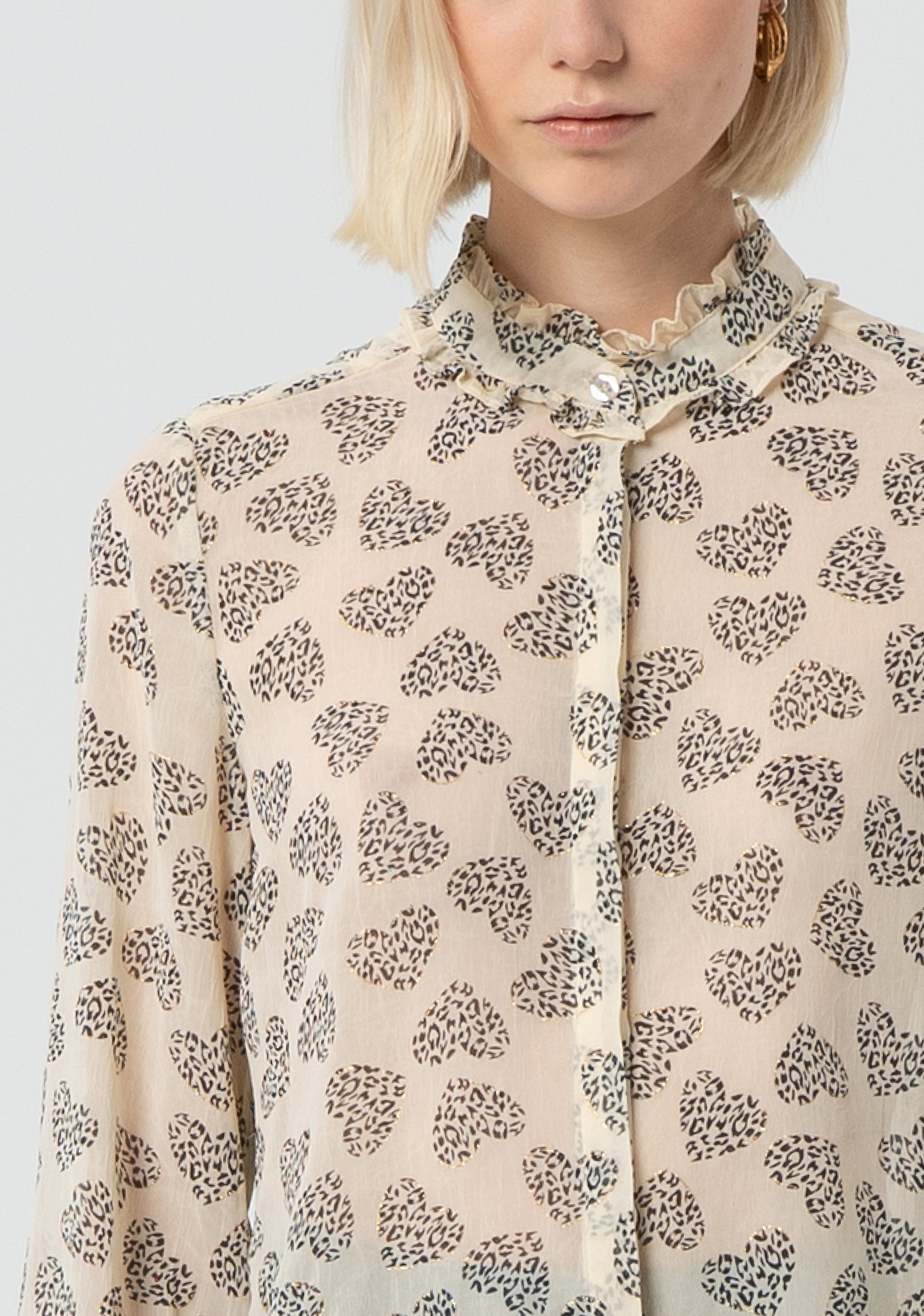 Blouse regular fit made in georgette with heart shaped print Fracomina FR25ST6035W668K8-251-2