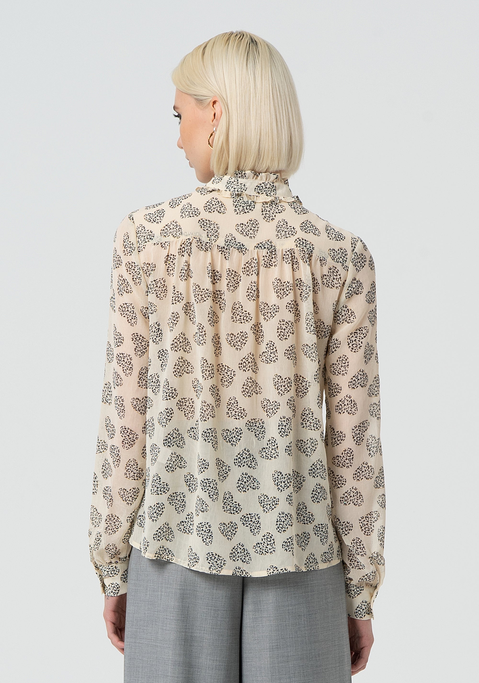 Blouse regular fit made in georgette with heart shaped print Fracomina FR25ST6035W668K8-251-4