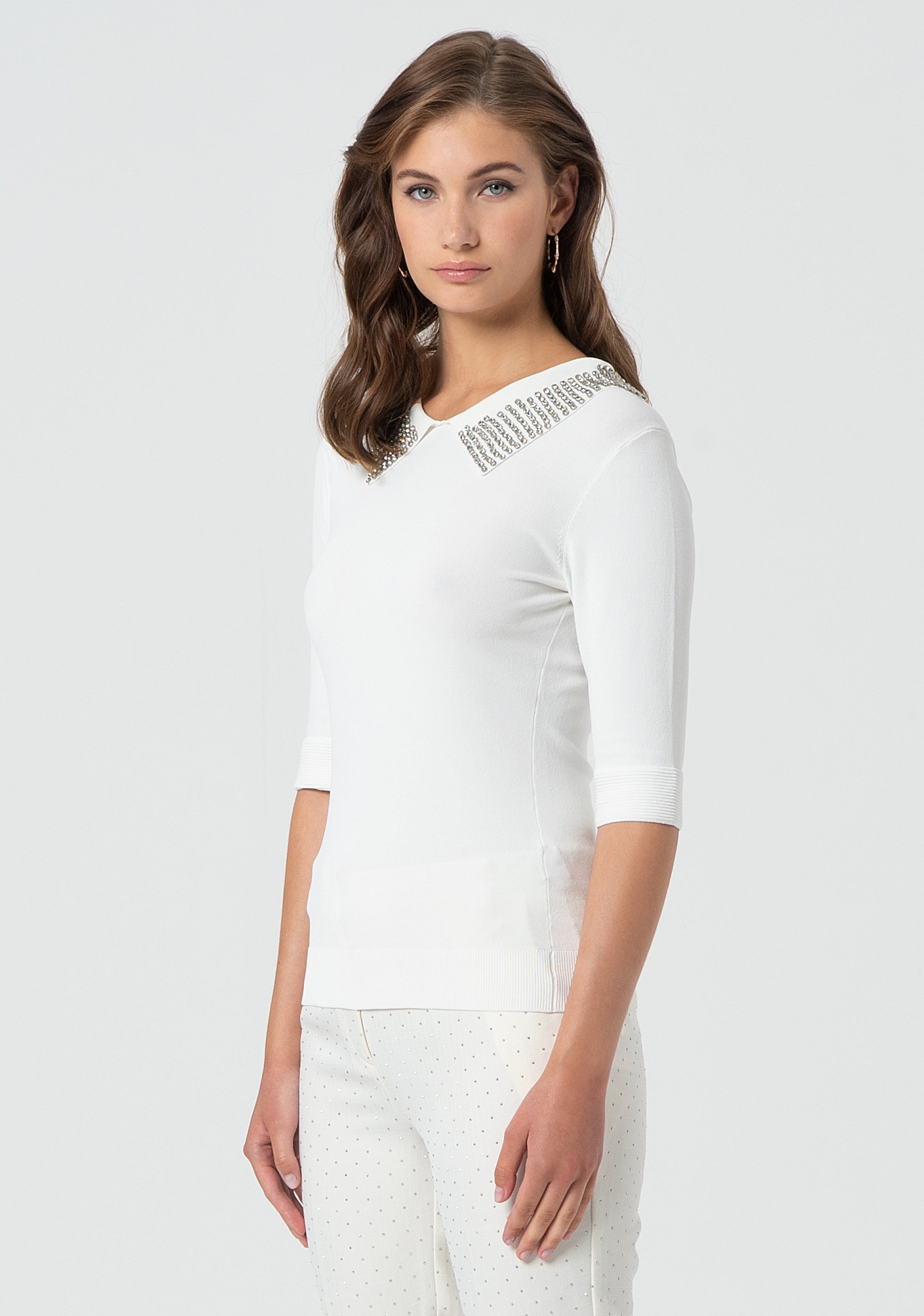 Knitted polo tight fit Fracomina FR25ST7007K414R9-108-3