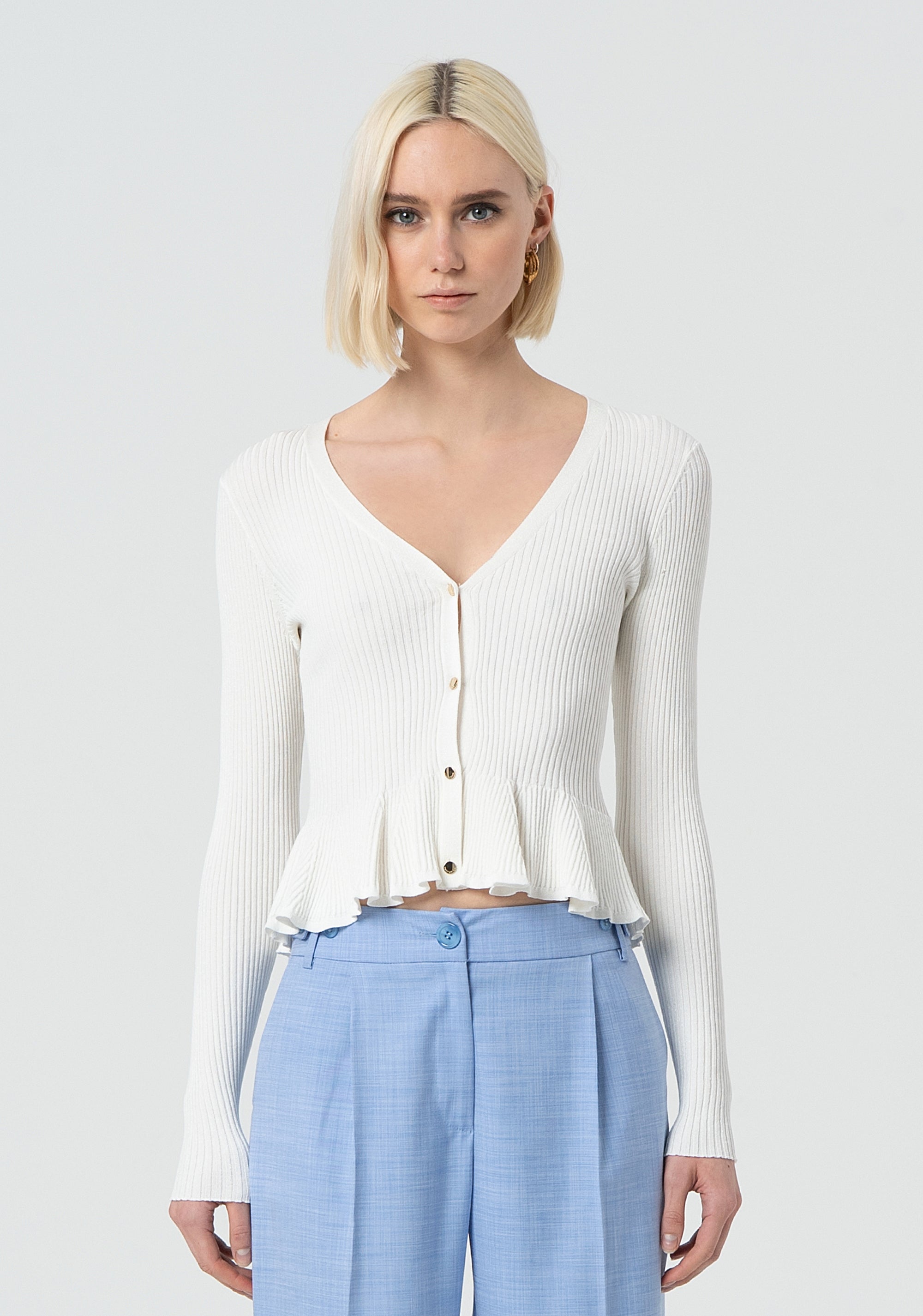 Knitted cardigan tight fit with ribs Fracomina FR25ST8010K414Q7-595-1