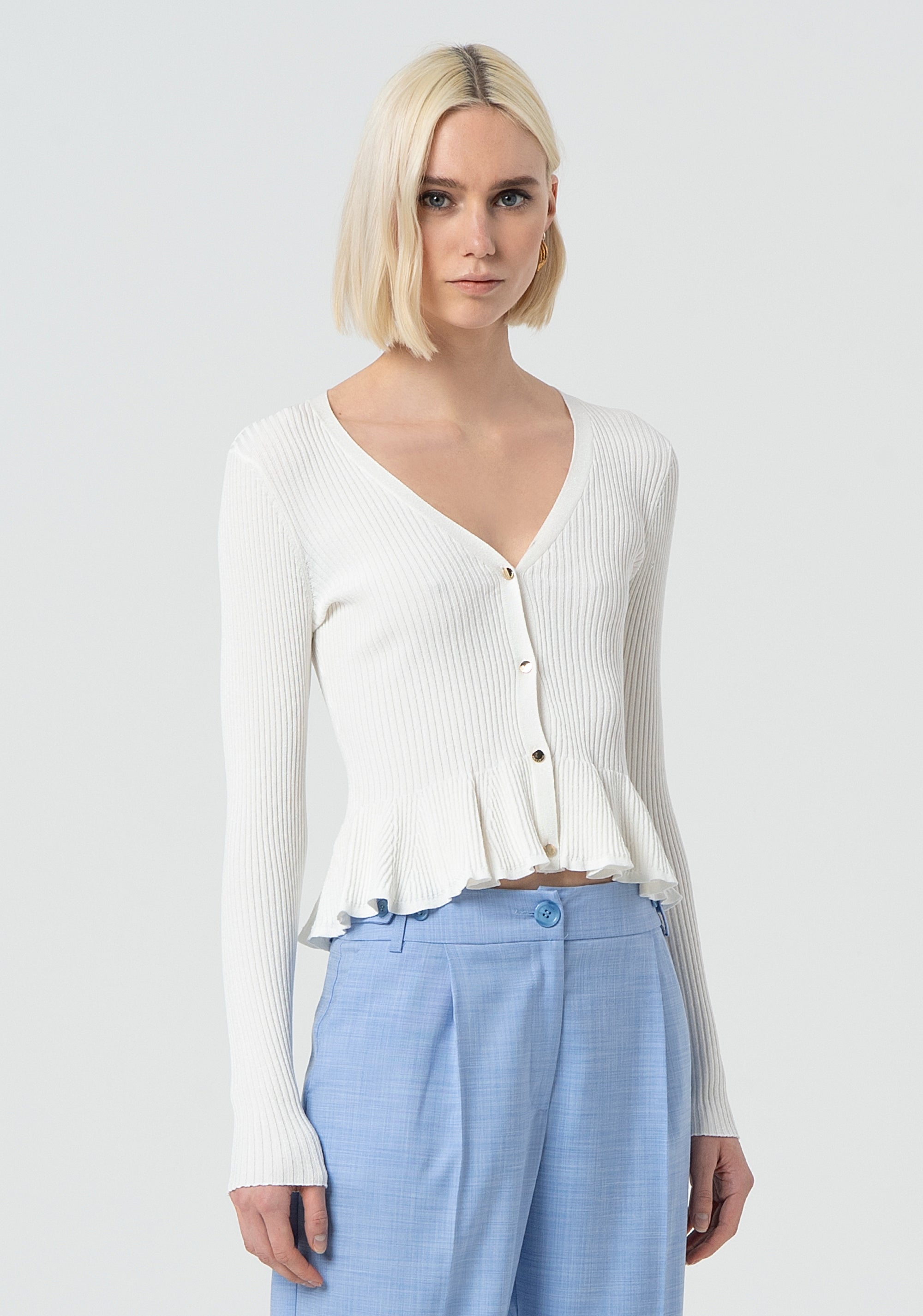 Knitted cardigan tight fit with ribs Fracomina FR25ST8010K414Q7-595-3