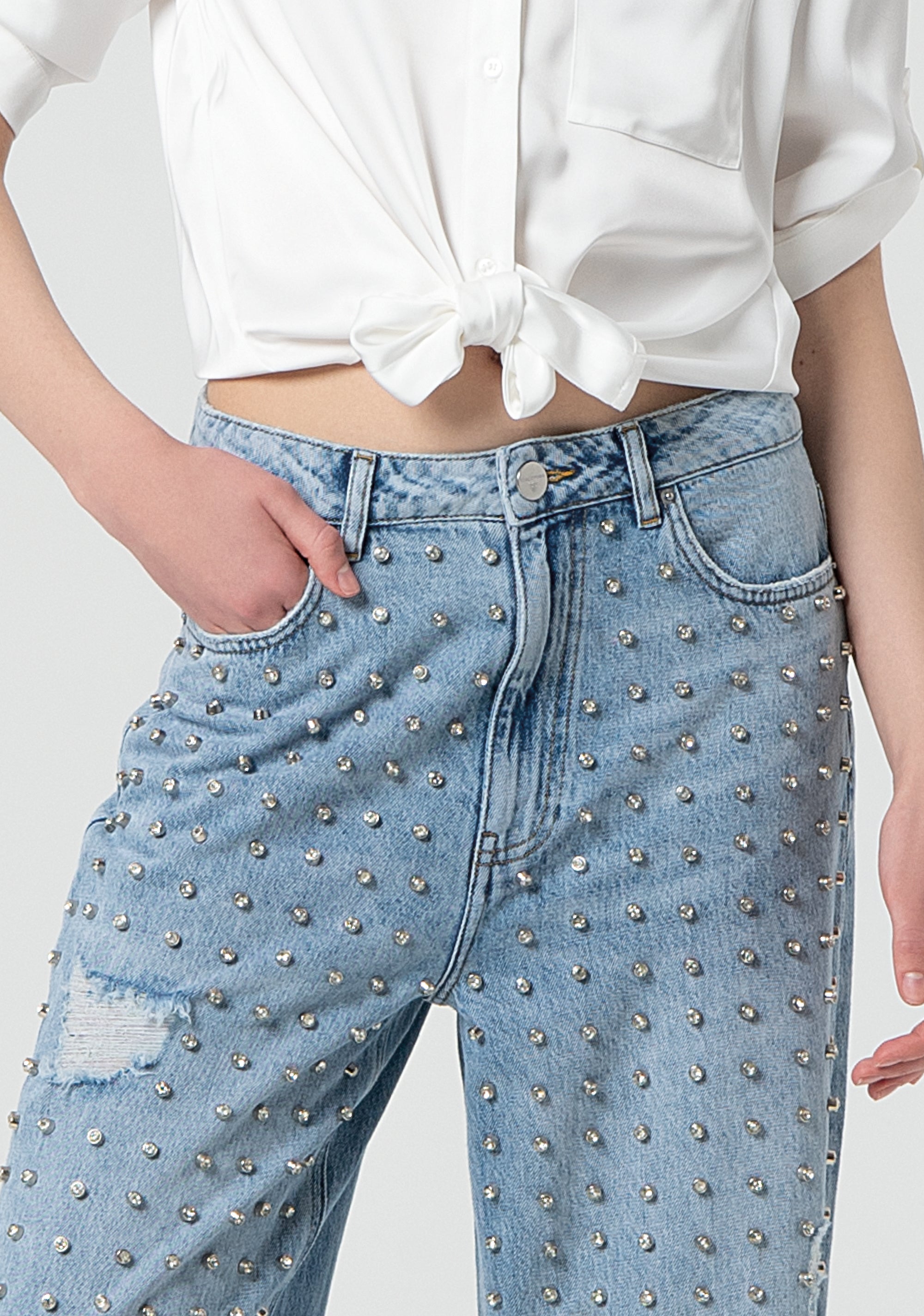 Embellishments jeans straight leg Fracomina FR25SV2007D419R9-437-2
