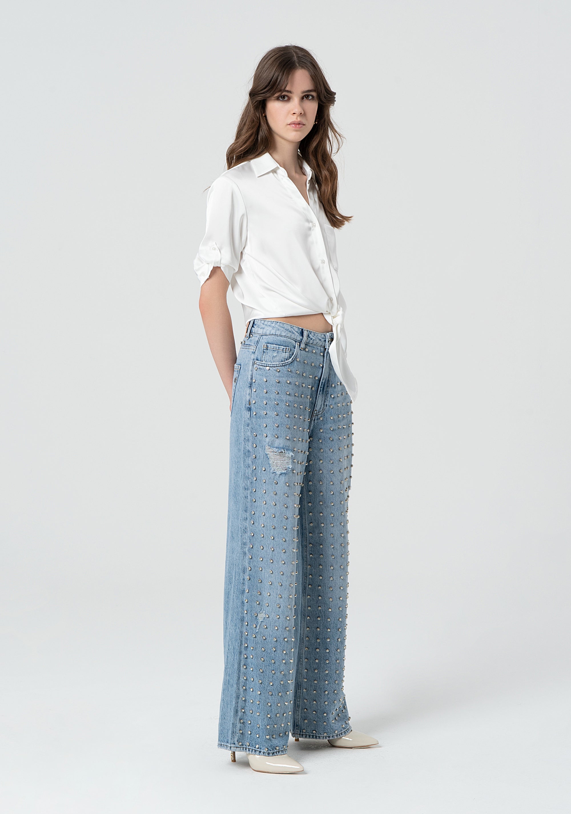 Embellishments jeans straight leg Fracomina FR25SV2007D419R9-437-3