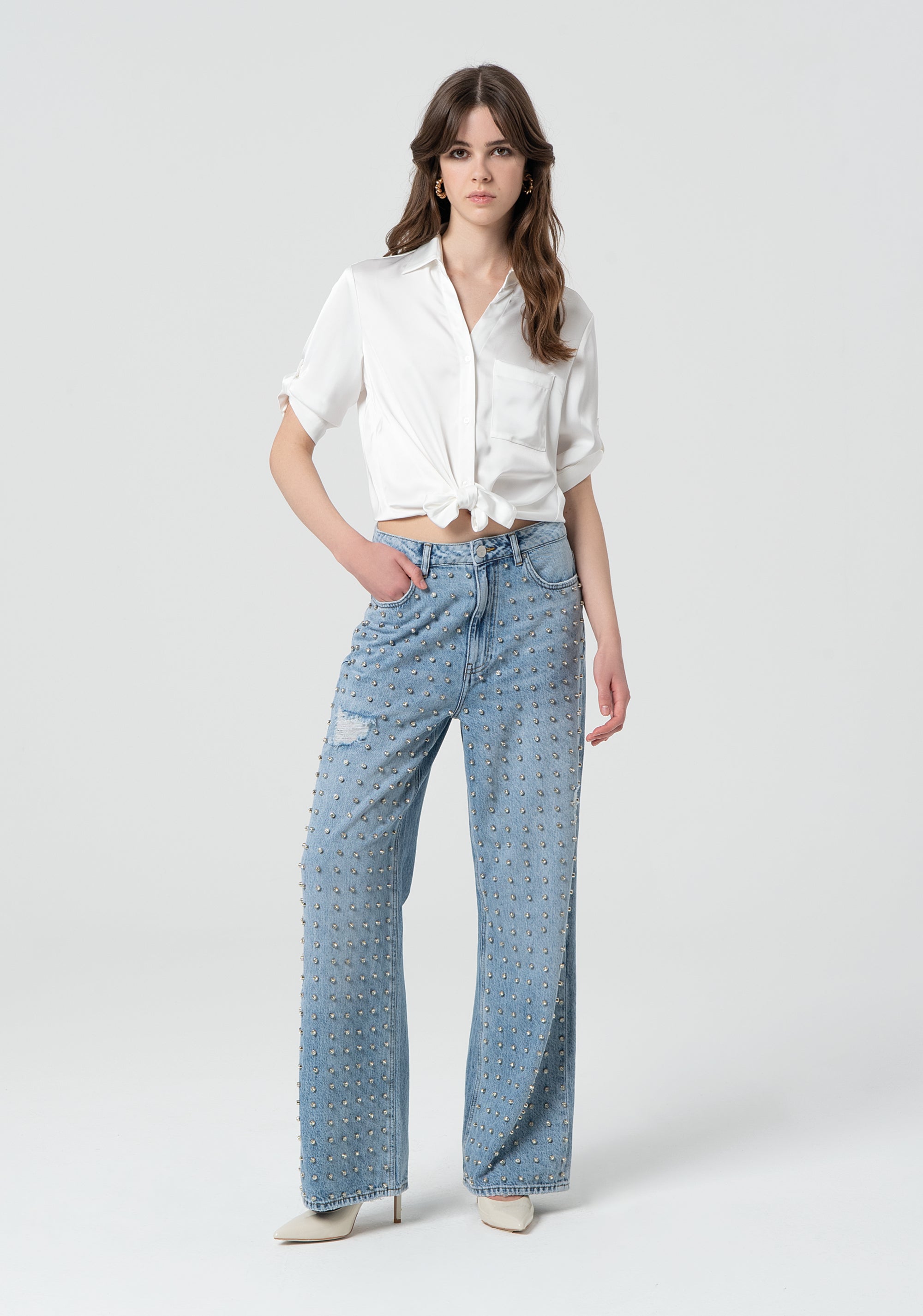 Embellishments jeans straight leg Fracomina FR25SV2007D419R9-437