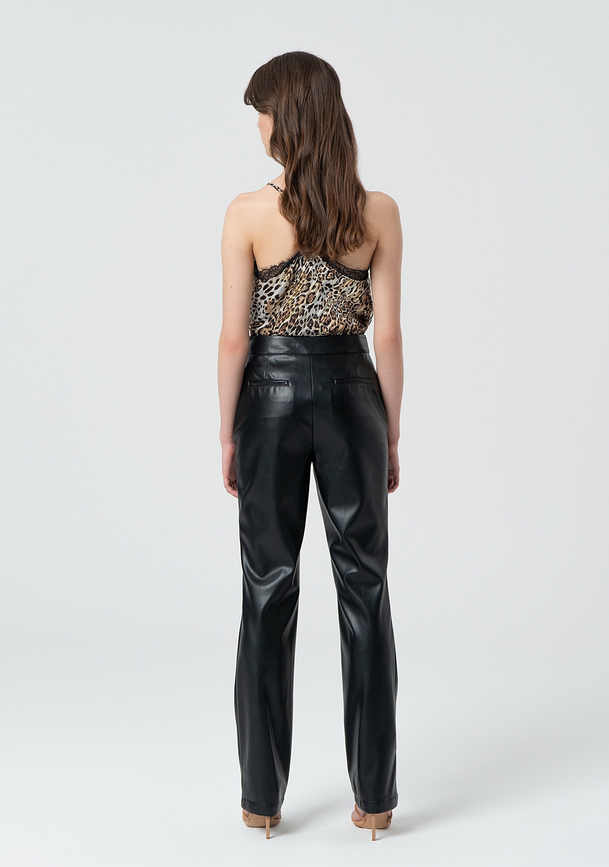 Straight leg pant made in fake leather Fracomina FR25SV2011P41101-053-4
