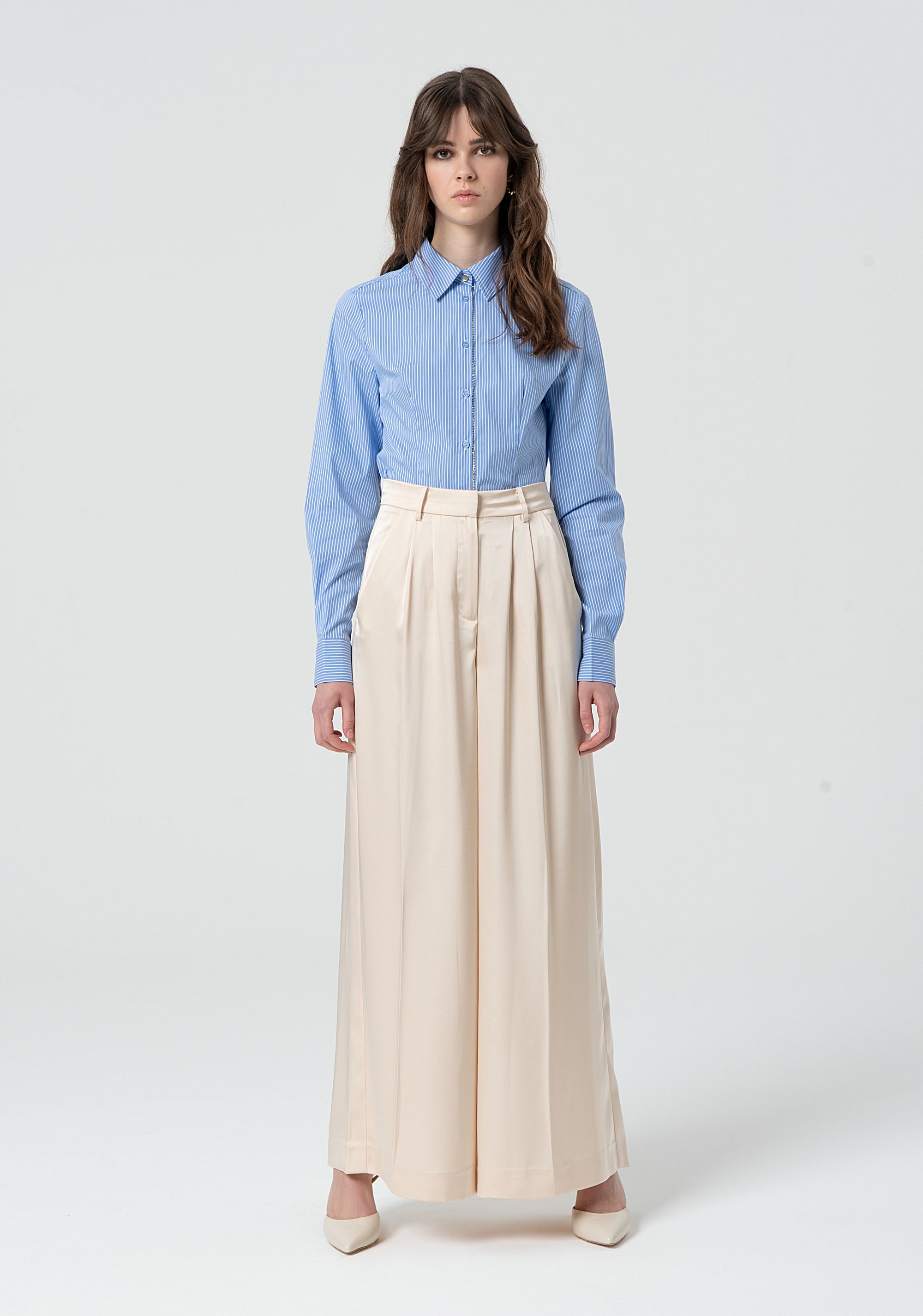Palazzo pant made in satin Fracomina FR25SV3002W41101-108-1