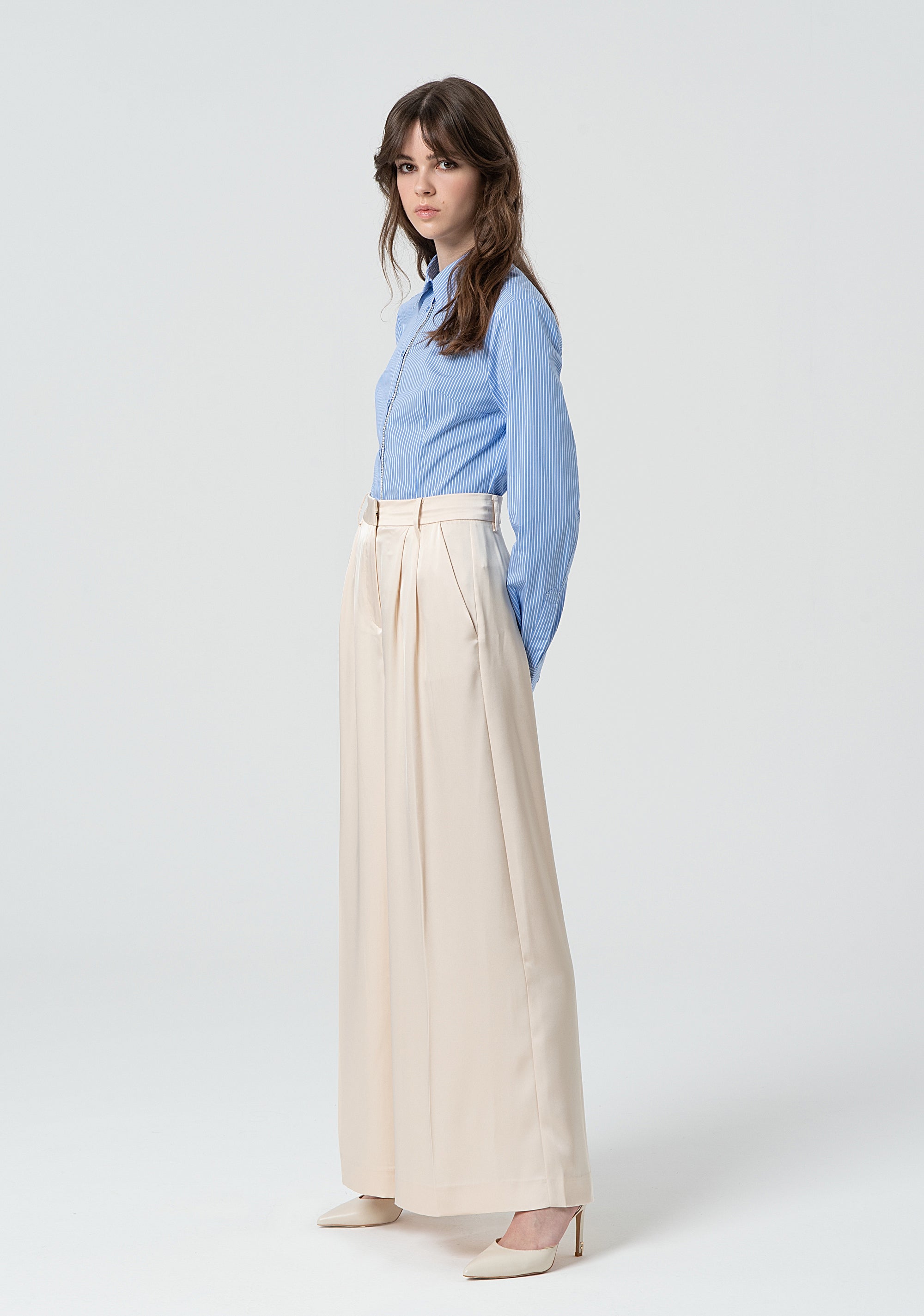 Palazzo pant made in satin Fracomina FR25SV3002W41101-108-3