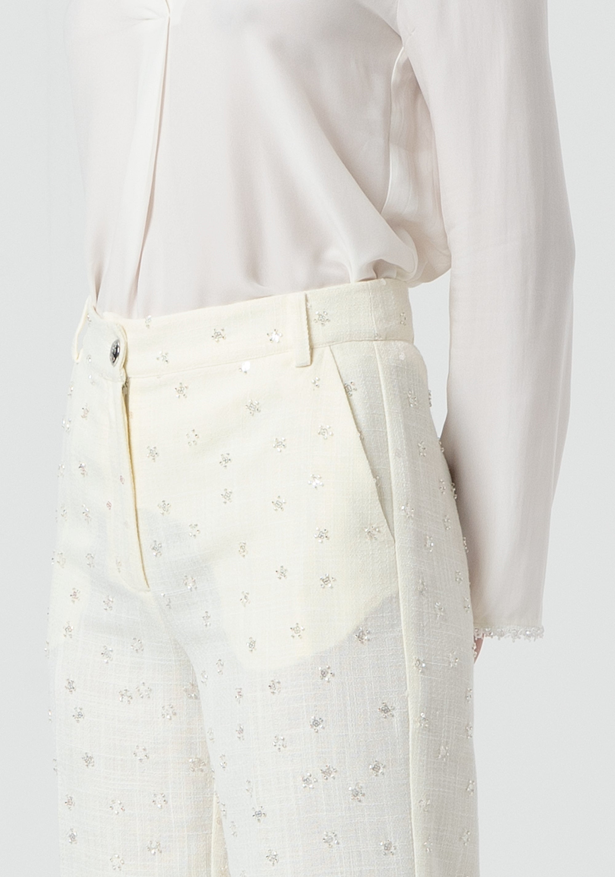 Straight leg pant with strasses Fracomina FR25SV4007W763R9-108-2